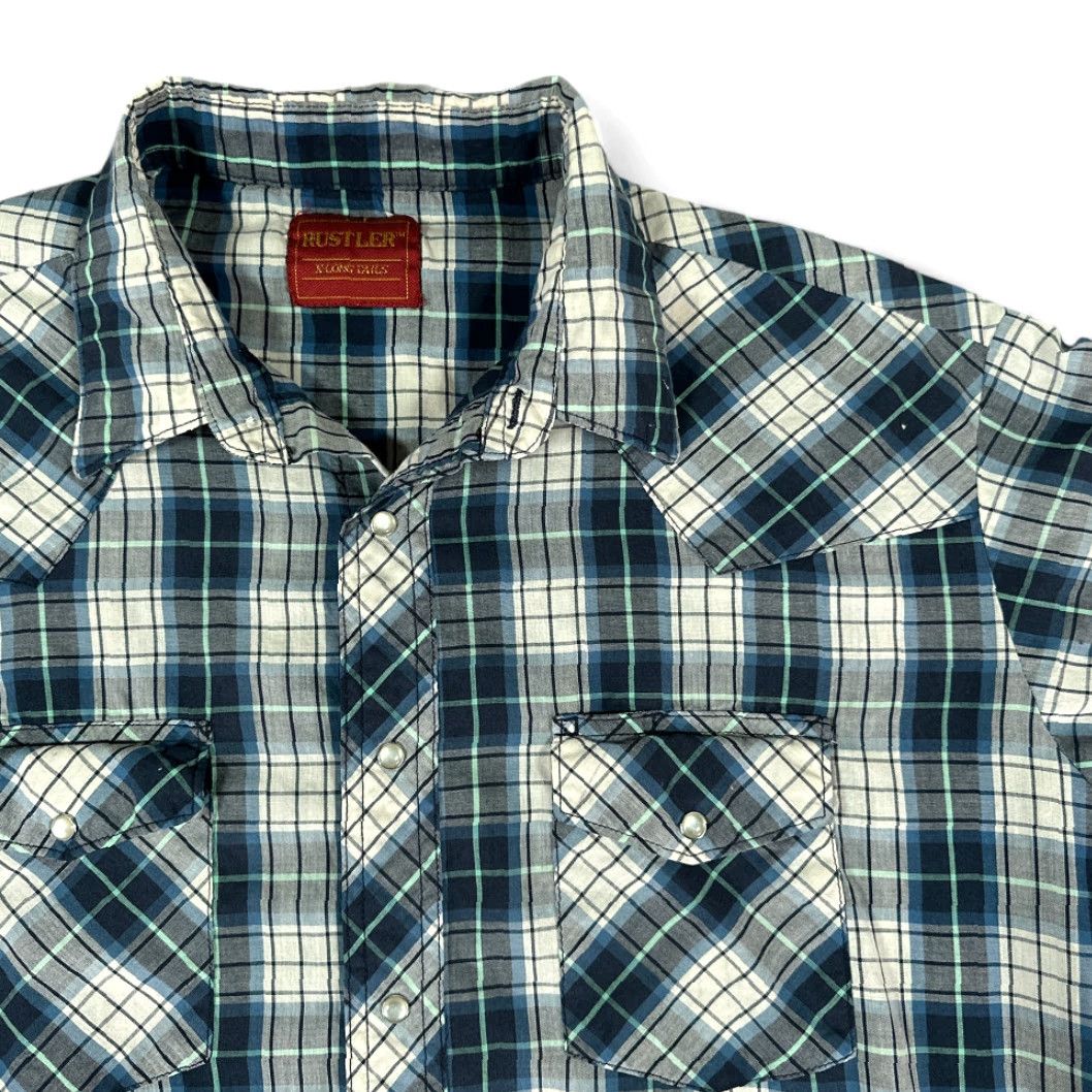 Vintage VINTAGE Rustler Western Shirt XL ADULT Blue Plaid Long Sleeve 90s Cowboy Snap Button-Up Size US XL / EU 56 / 4 - 2 Thumbnail