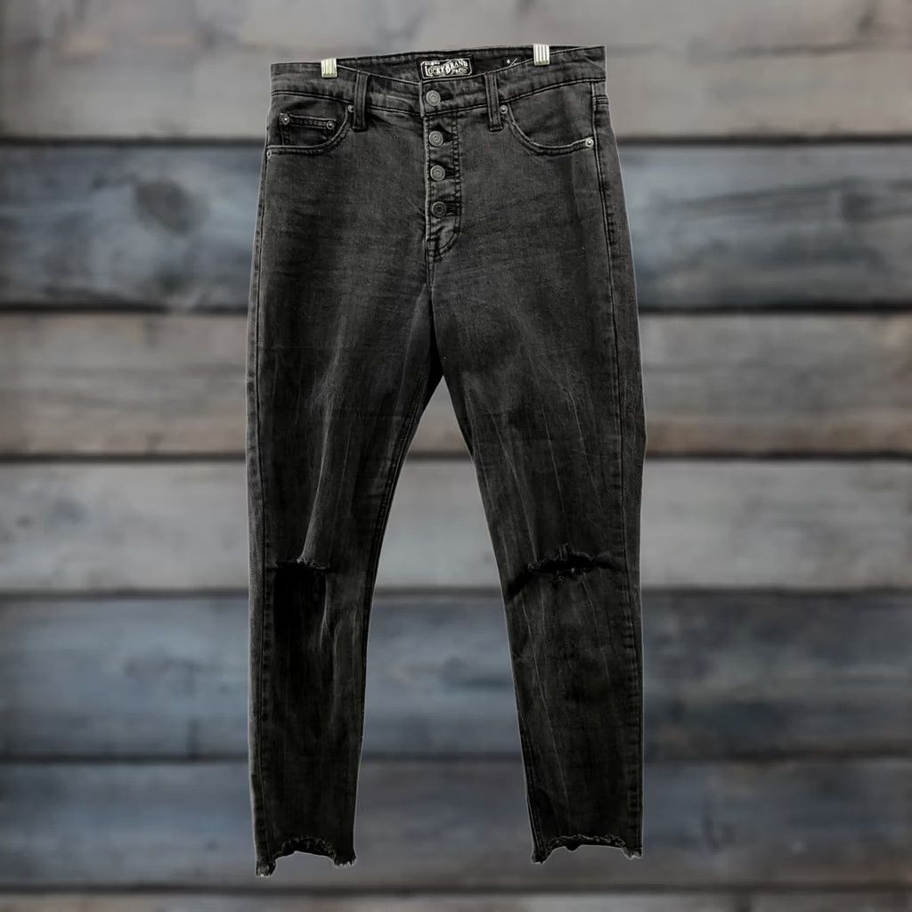 Lucky Brand Lucky Brand Bridgette Skinny Jean Womens Size 6 / 28 Charcoal Black Button Fly Denim Slim Pockets Stretch 26 Inseam Season: N/A Size 28" / US 6 / IT 42 - 1 Thumbnail