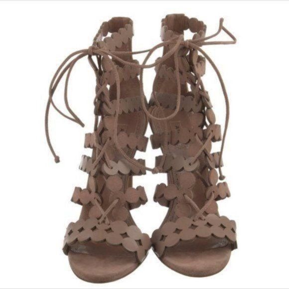 Alaia Alaia Laser Cut Suede Gladiator Heels Size US 7.5 / IT 37.5 - 8 Thumbnail