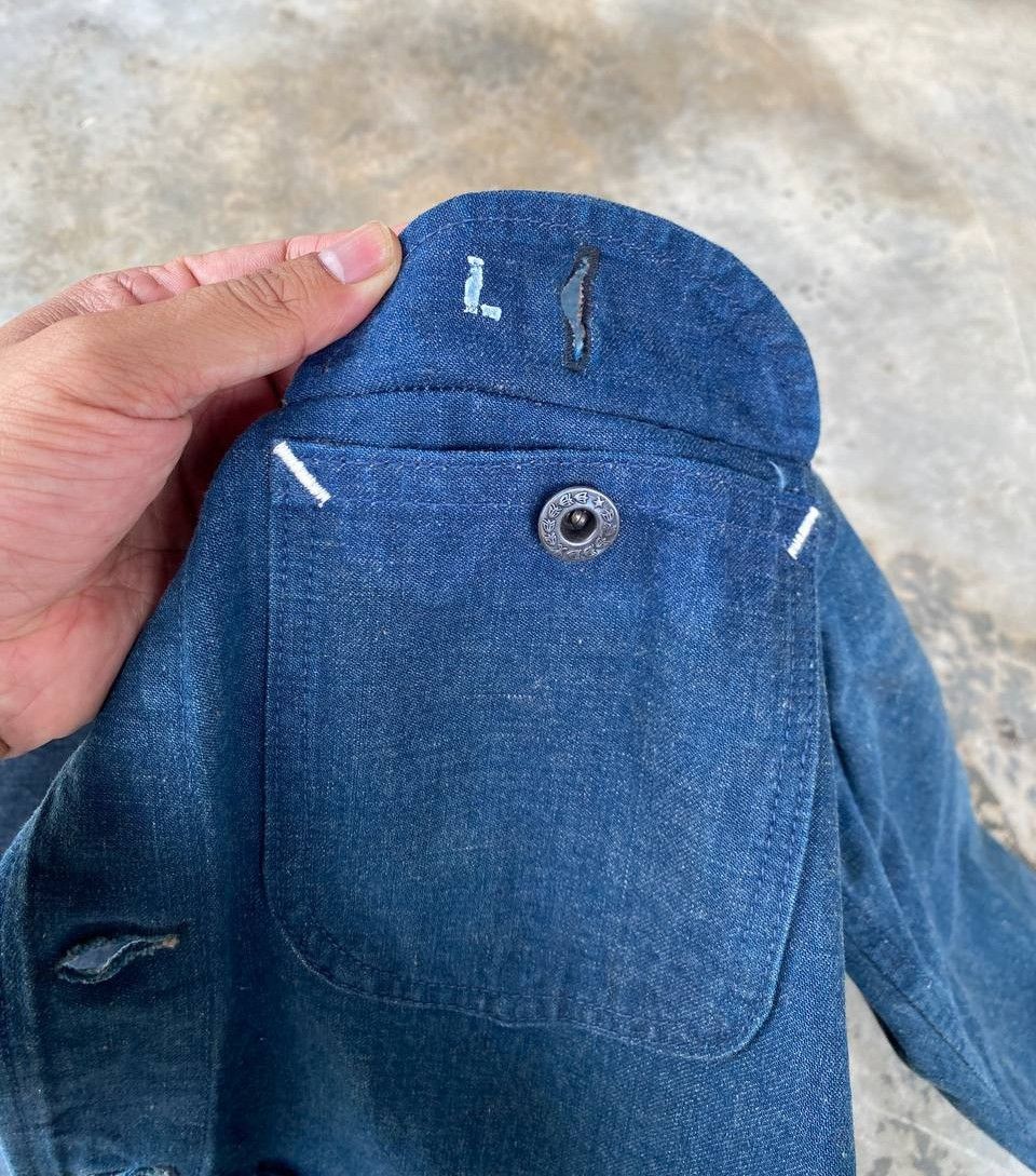 Vintage Vintage 40s-60s Shawl Collar French Blue Chore Denim Jacket Size US L / EU 52-54 / 3 - 16 Thumbnail