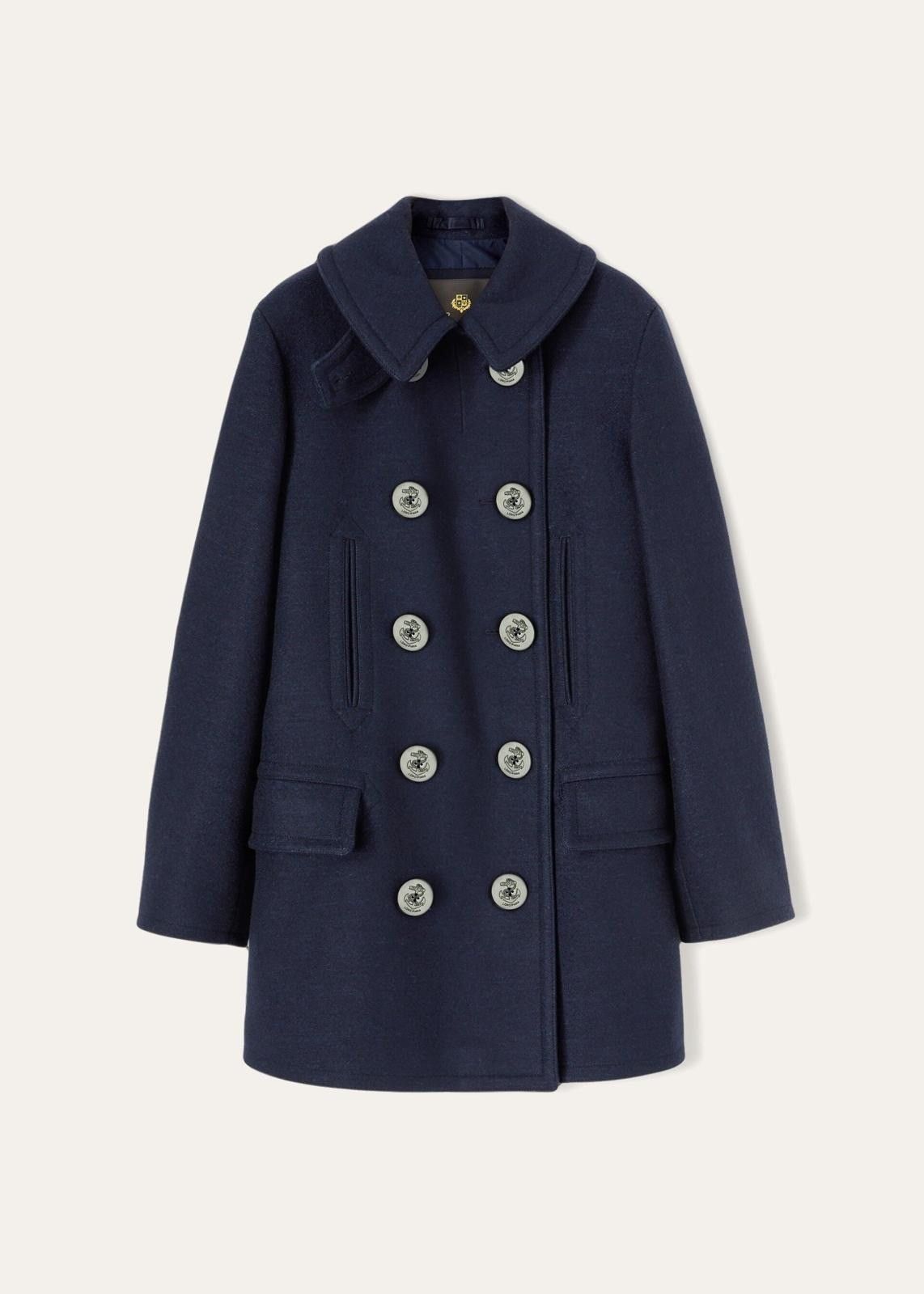o1srvl11e0924 Condor Double-breast Wool Jacket in Navy Blue