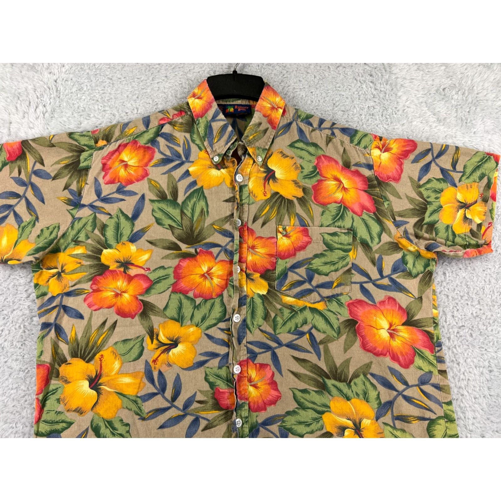Vintage VINTAGE Roundy Bay Mens Hawaiian Shirt XL Orange Button-Up Hibiscus Cotton Size US XL / EU 56 / 4 - 4 Thumbnail