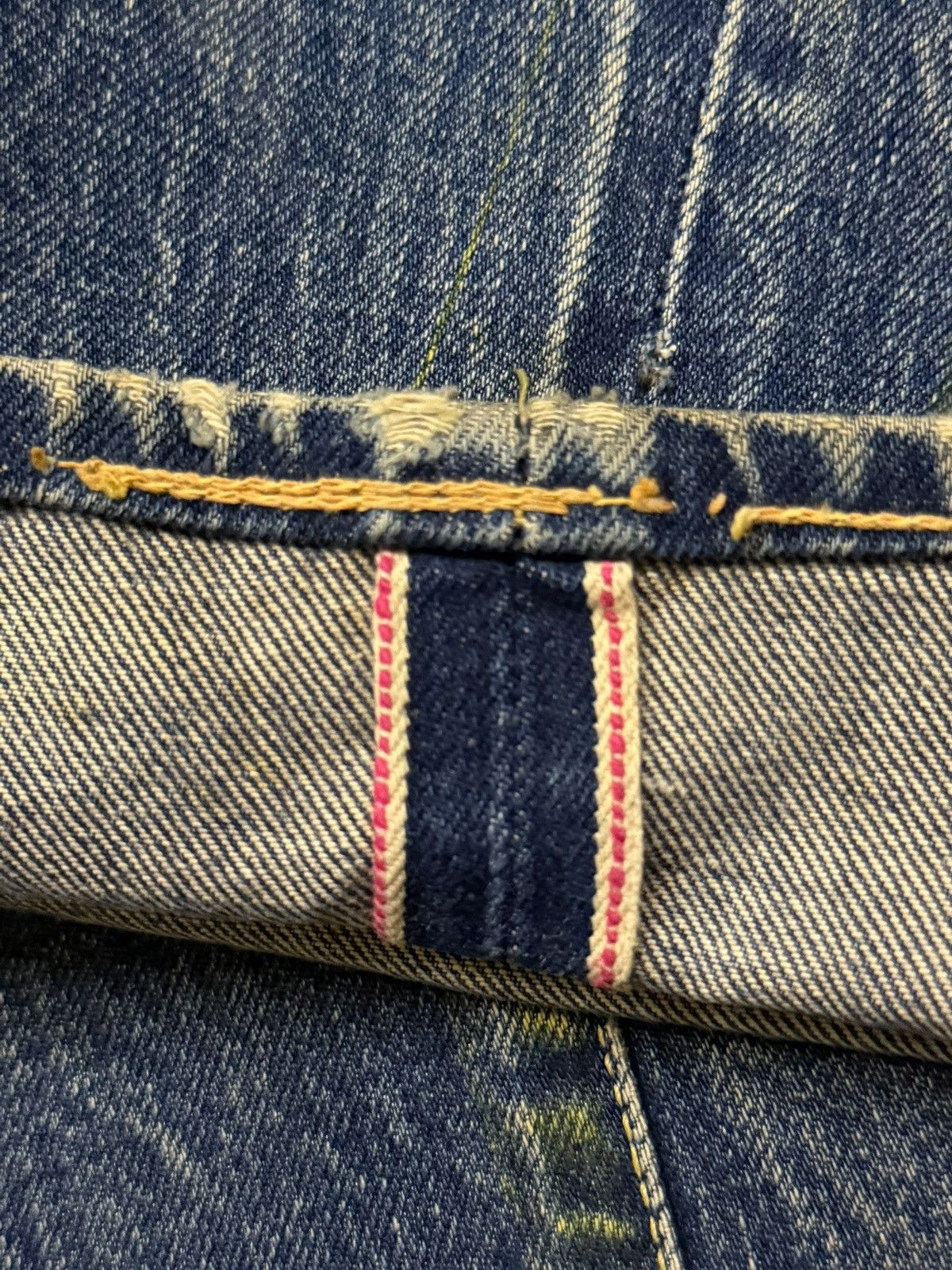 Denime Vintage 90s Denime Crazy Fade, Paint Splatter Selvedge | W27 Size US 27 - 9 Thumbnail