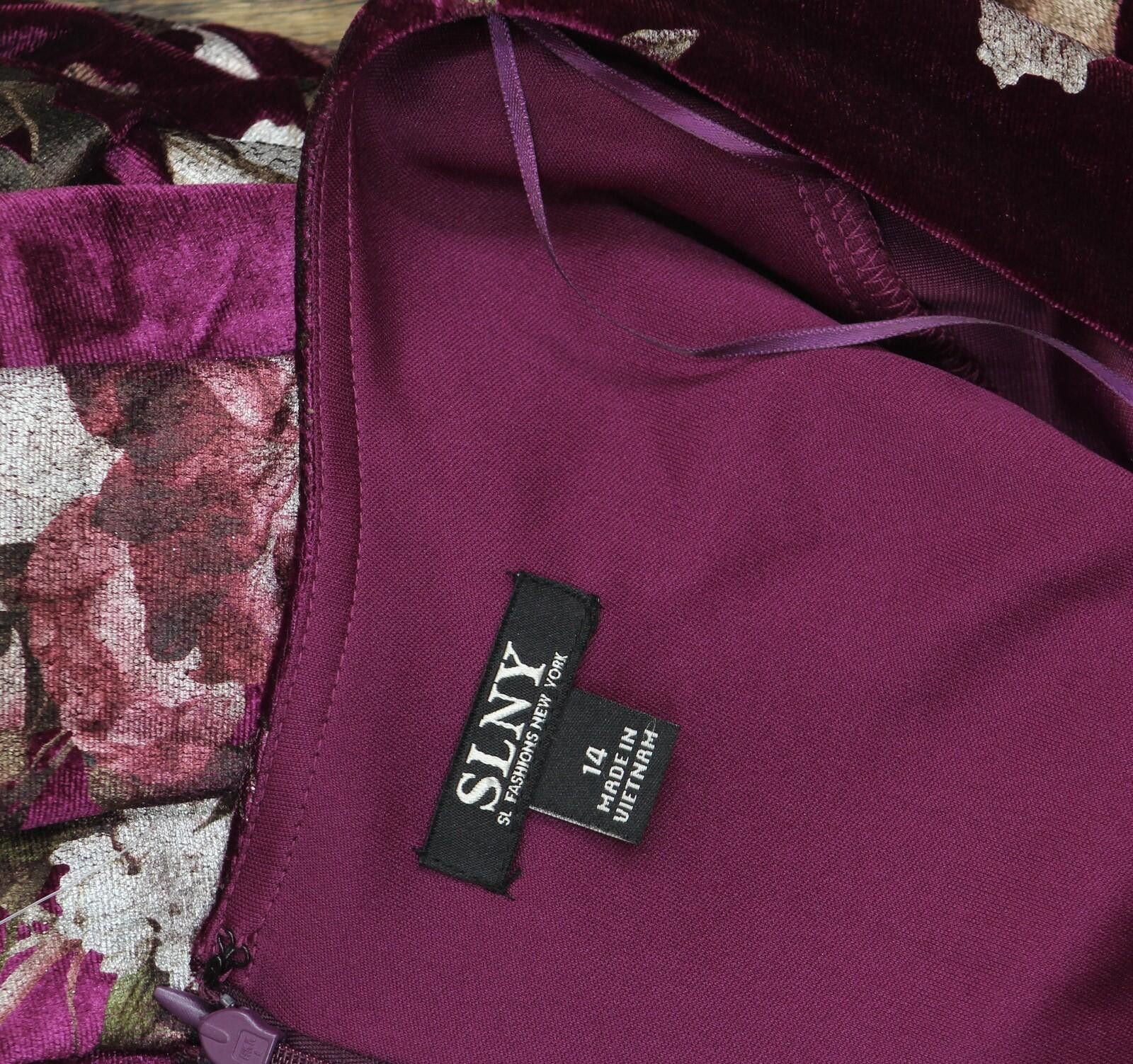Todd Snyder Nwt Slny Velvet Floral Print Dress Magenta Purple Multi 14 Size XL / US 12-14 / IT 48-50 - 5 Thumbnail