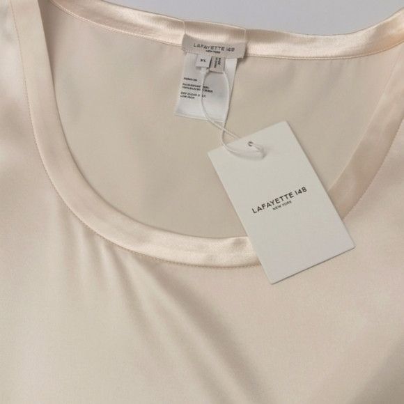 Lafayette 148 LAFAYETTE 148 Perla Luxe Silk Charmeuse Blouse - Candlelight Size XL / US 12-14 / IT 48-50 - 11 Thumbnail