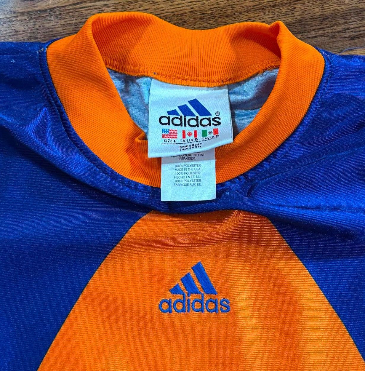 Adidas Vintage Adidas Orange / Blue Goaltender Jersey (Size L) Size US L / EU 52-54 / 3 - 2 Thumbnail