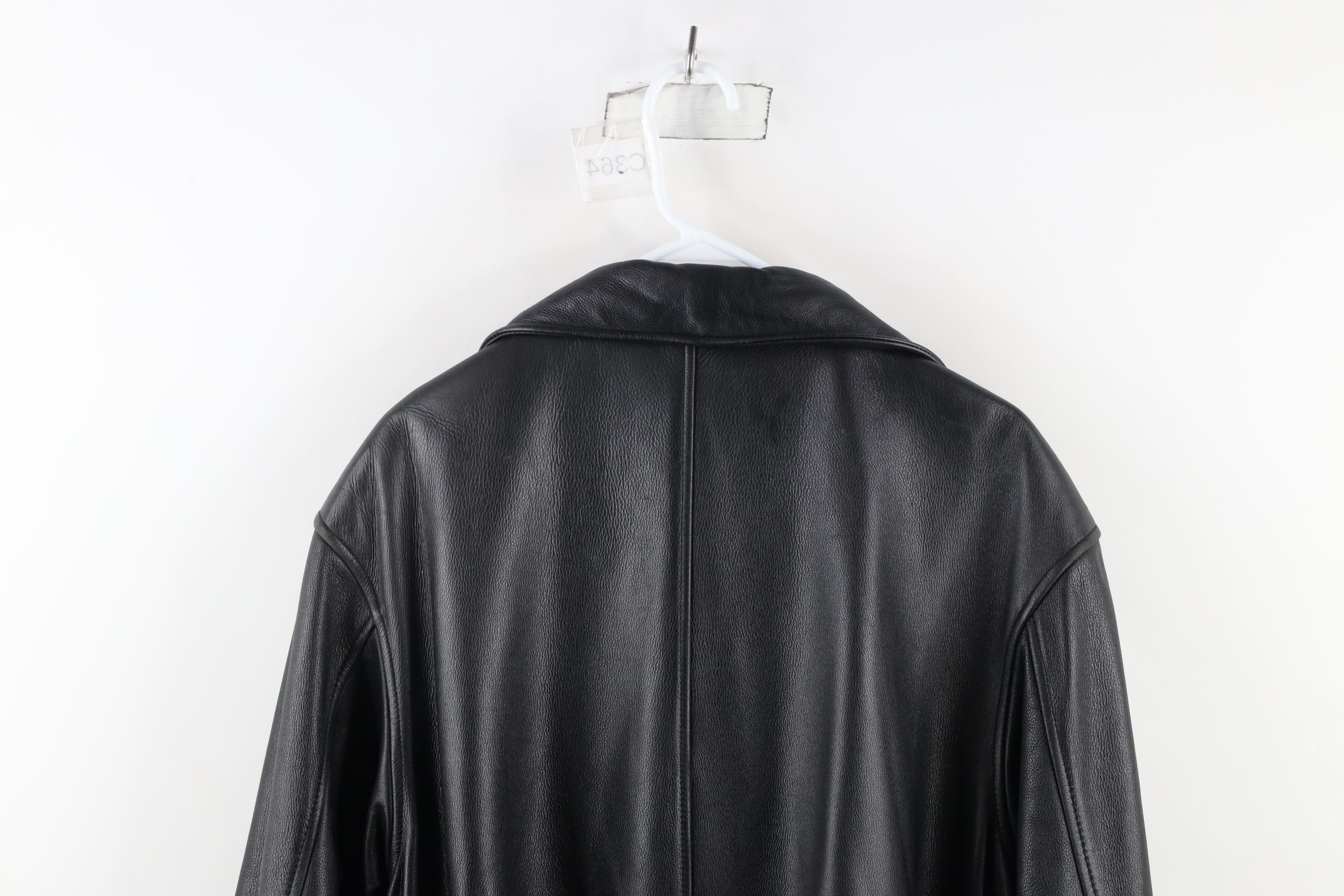 Vintage Vintage 90s Pelle Full Zip Leather Parka Jacket Coat Black Size US L / EU 52-54 / 3 - 15 Thumbnail