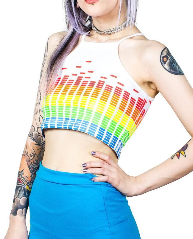 Other CyberDog Crop Top Equaliser Multicolor Clubwear Rave Techno Size M / US 6-8 / IT 42-44 - 1 Thumbnail