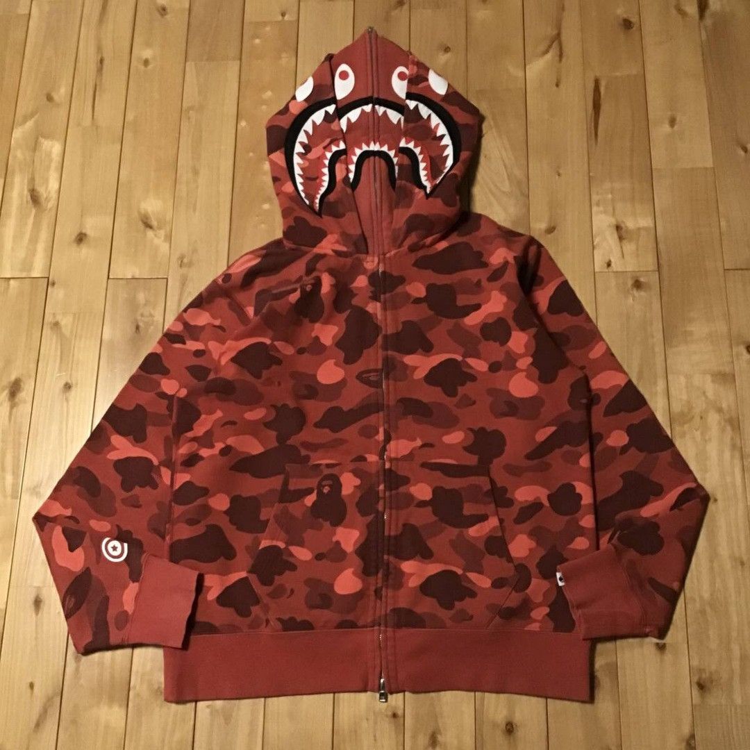 Bape BAPE Red Camo Double Shark Full Zip Hoodie a bathing ape Size US XL / EU 56 / 4 - 1 Thumbnail