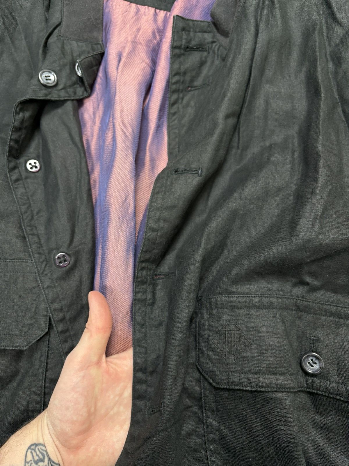Other 100% linen black satin bomber jacket Daniel Hechter archive Size US L / EU 52-54 / 3 - 5 Thumbnail