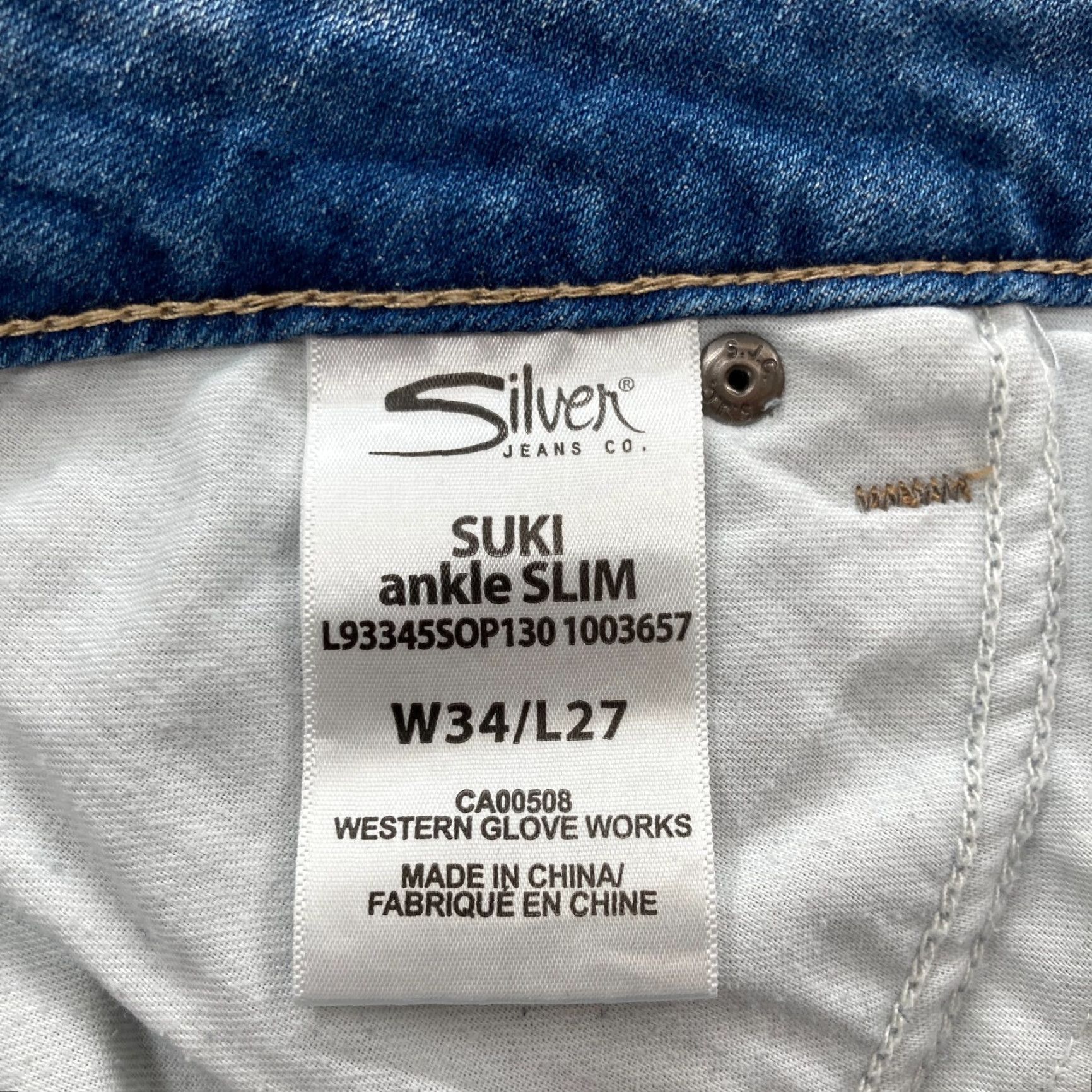 Silver Jeans Co. Silver Jeans Suki Slim Ankle Jeans Womens Light Blue Distressed 34x27 Stretch Denim Cotton Spandex 5-Pocket Logo Cowboy Grunge Rock Mens? Womens Size 24" / US 00 / IT 34 - 6 Thumbnail