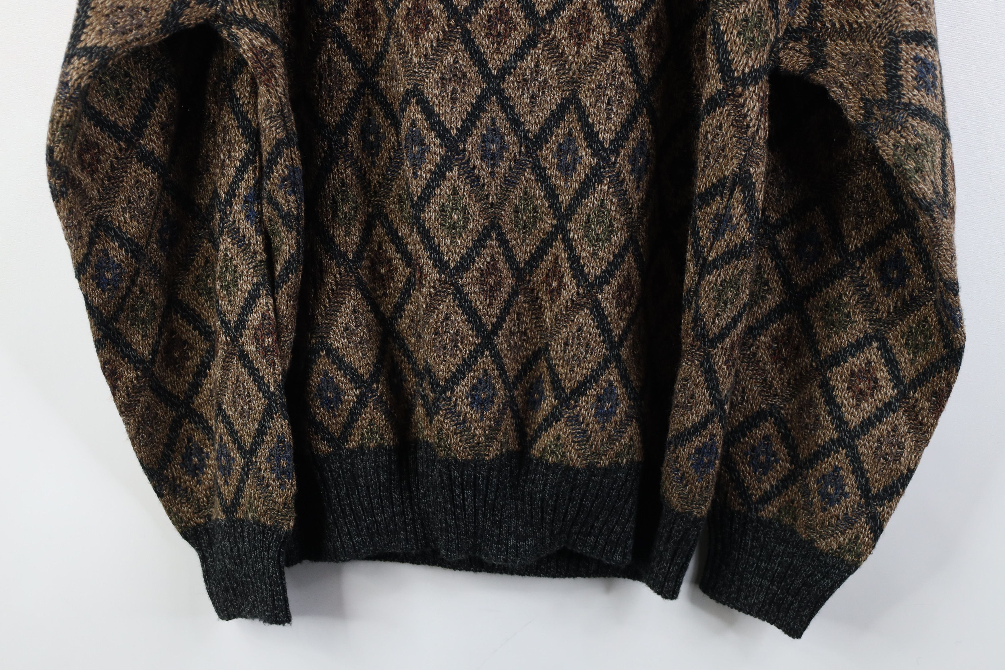 Vintage 90s Streetwear Knit Crewneck Sweater Earth Tone