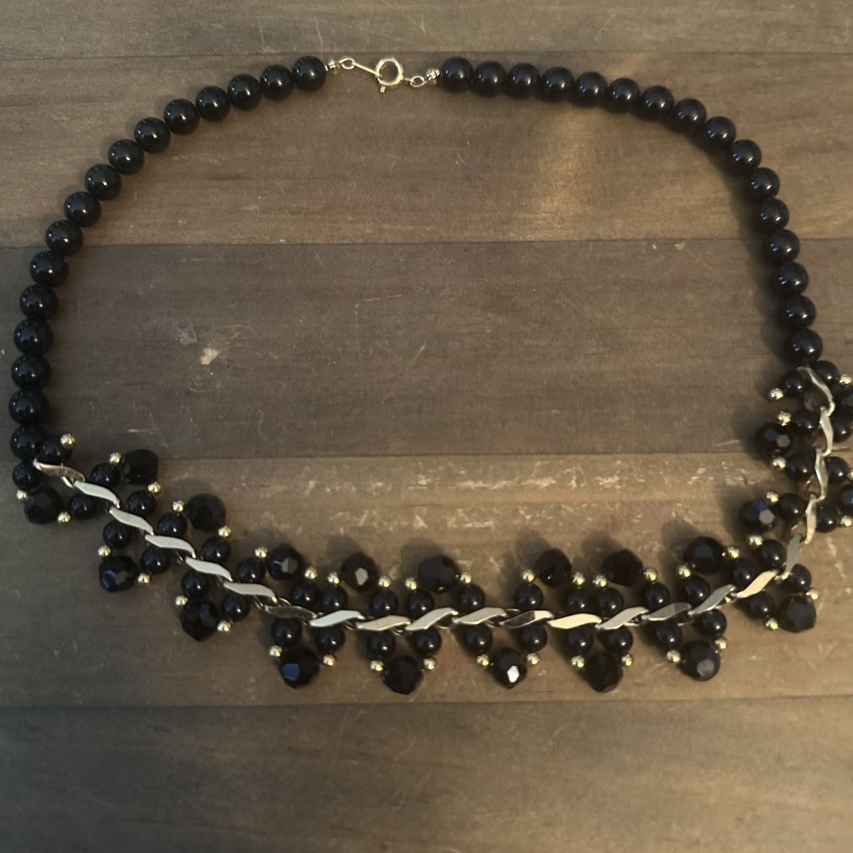 Vintage Vintage black and gold bead wavy collar necklace Size ONE SIZE - 2 Thumbnail