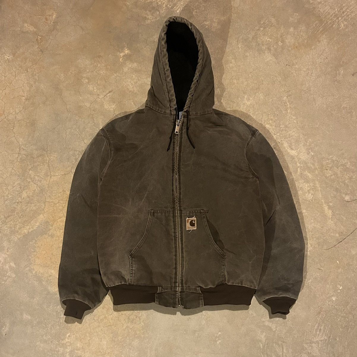 image of Crazy Vintage 90's Carhartt J68 Cht Hooded Work Jacket in Brown, Men's (Size XL)