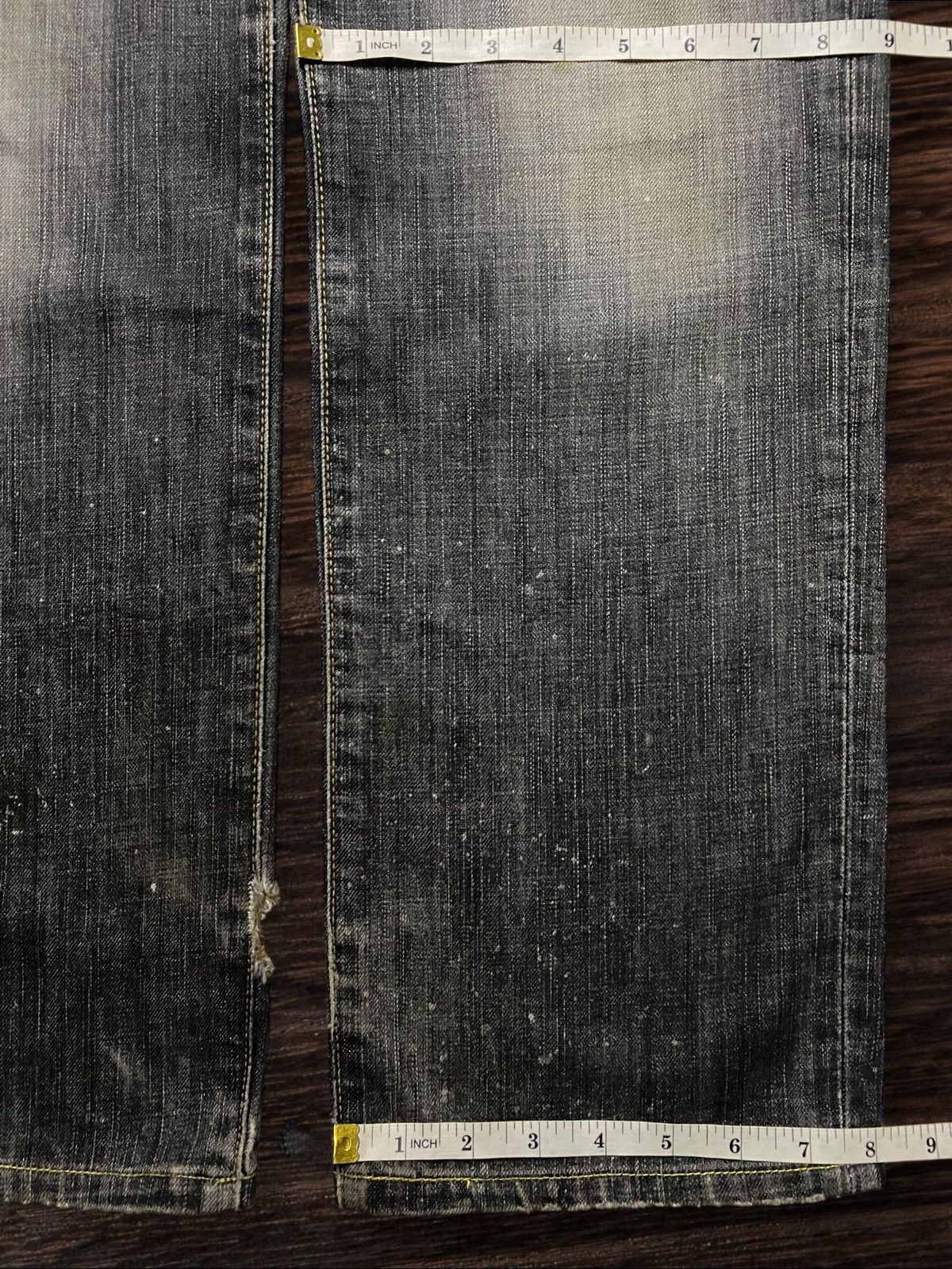 Japanese Brand Edwin 503 Denim Acid Wash Stain Distressed Loose Jeans Size US 30 / EU 46 - 22 Thumbnail