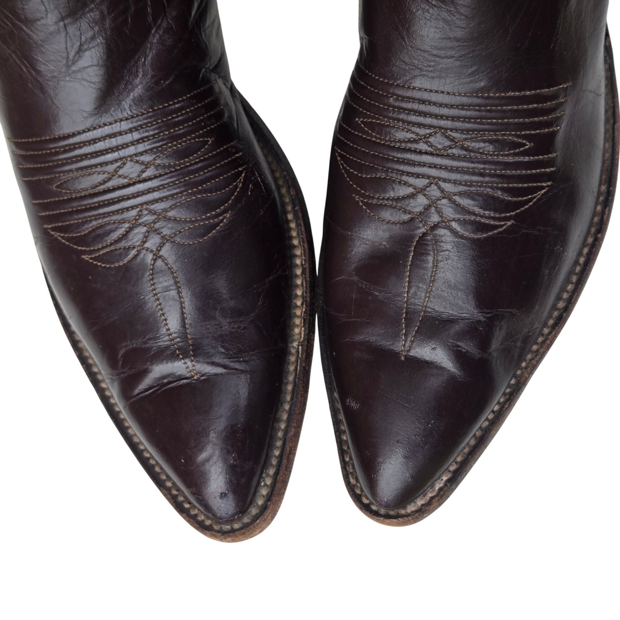 Nocona Vintage Nocona Cowboy Boots Two Tone Brown Leather Mens 11.5 Size US 11.5 / EU 44-45 - 10 Thumbnail