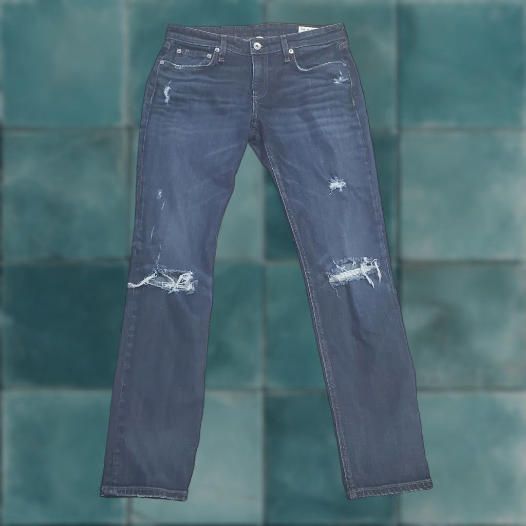 Rag & Bone VINTAGE Rag & Bone Jeans Women 26 Blue Dre Low Rise Slim Boyfriend Denim Distressed 29x29 5-Pocket Design Womens Size 26" / US 2 / IT 38 - 1 Thumbnail