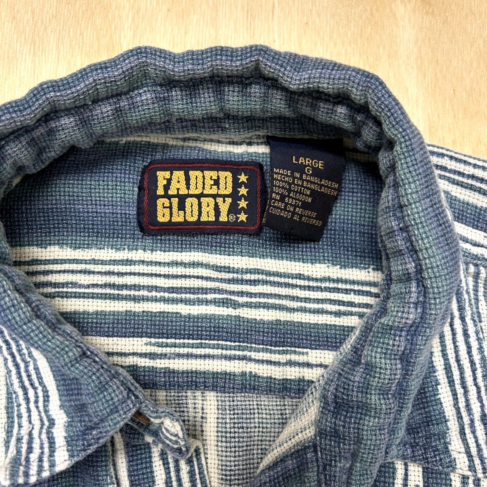 Faded Glory Vintage Faded Glory Shirt Mens Large Blue Striped Short Sleeve Button Up Woven Casual Cotton Size US L / EU 52-54 / 3 - 2 Thumbnail