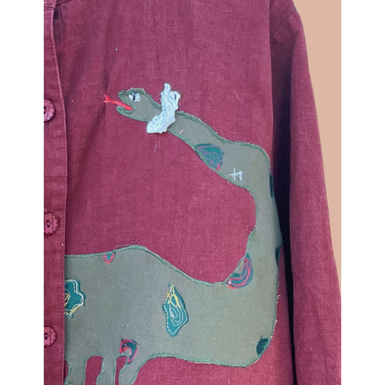 Handmade XXL Upcycled Oversized Shirt | Boho Maximalist Reworked Size XXL / US 16-18 / IT 52-54 - 6 Thumbnail