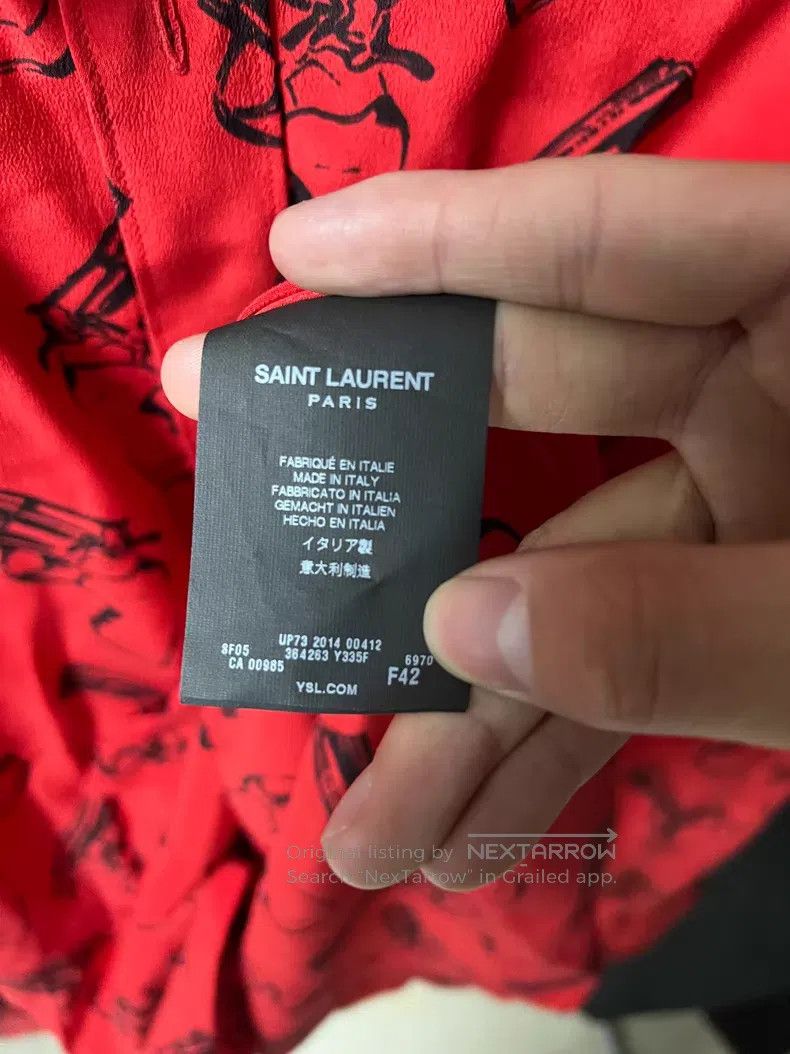 Saint Laurent Paris Saint Laurent Paris Red Revolver Print Silk Shirt i Size M / US 6-8 / IT 42-44 - 6 Thumbnail