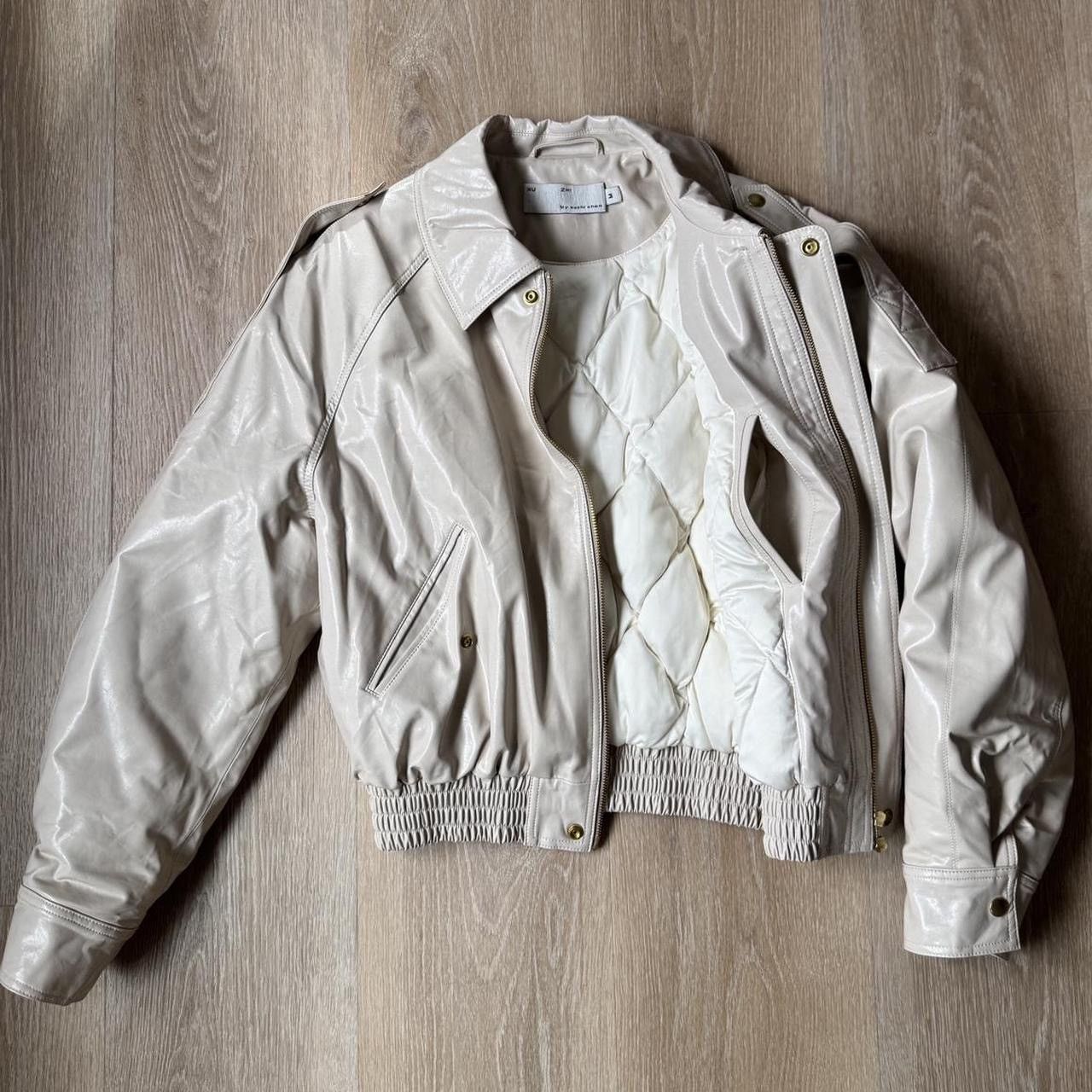 Xu Zhi Cream leather bomber jacket