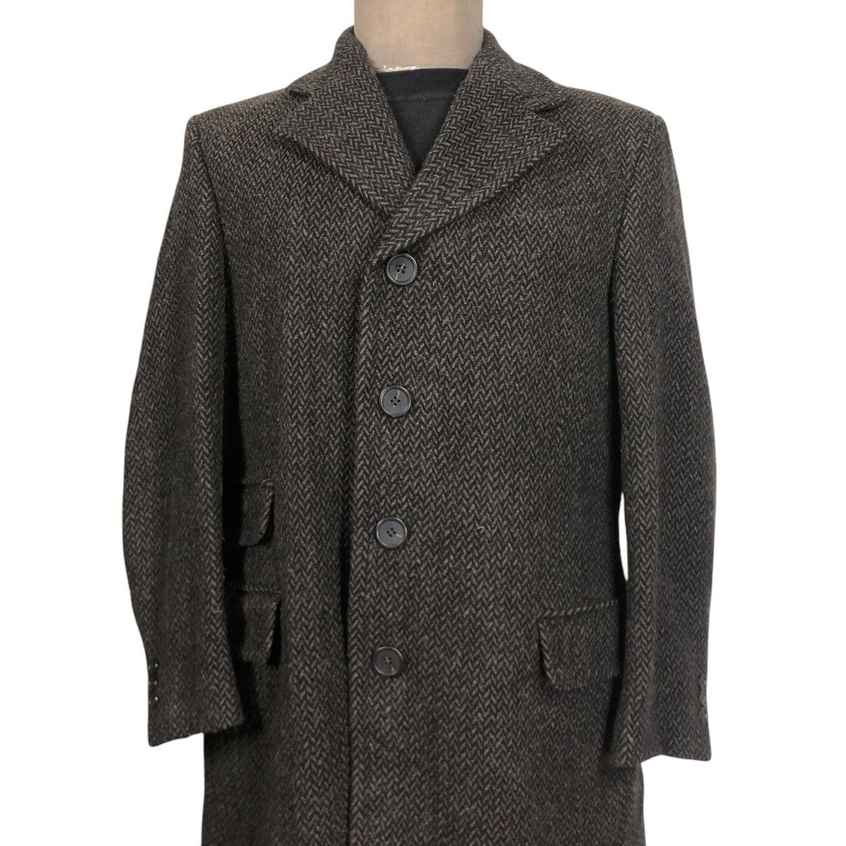 Fendi Vintage 90s Fendi Tweed Herringbone Long Coat Size US M / EU 48-50 / 2 - 3 Thumbnail