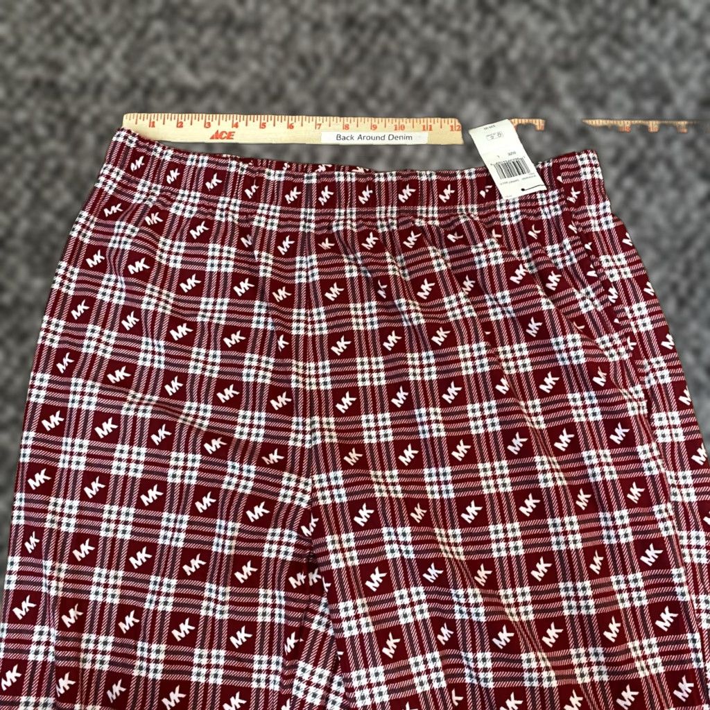 Michael Kors Michael Kors Loungewear Pants Mens Large Plaid MK Logo Pajama Pants Red White Size US 33 - 1 Thumbnail
