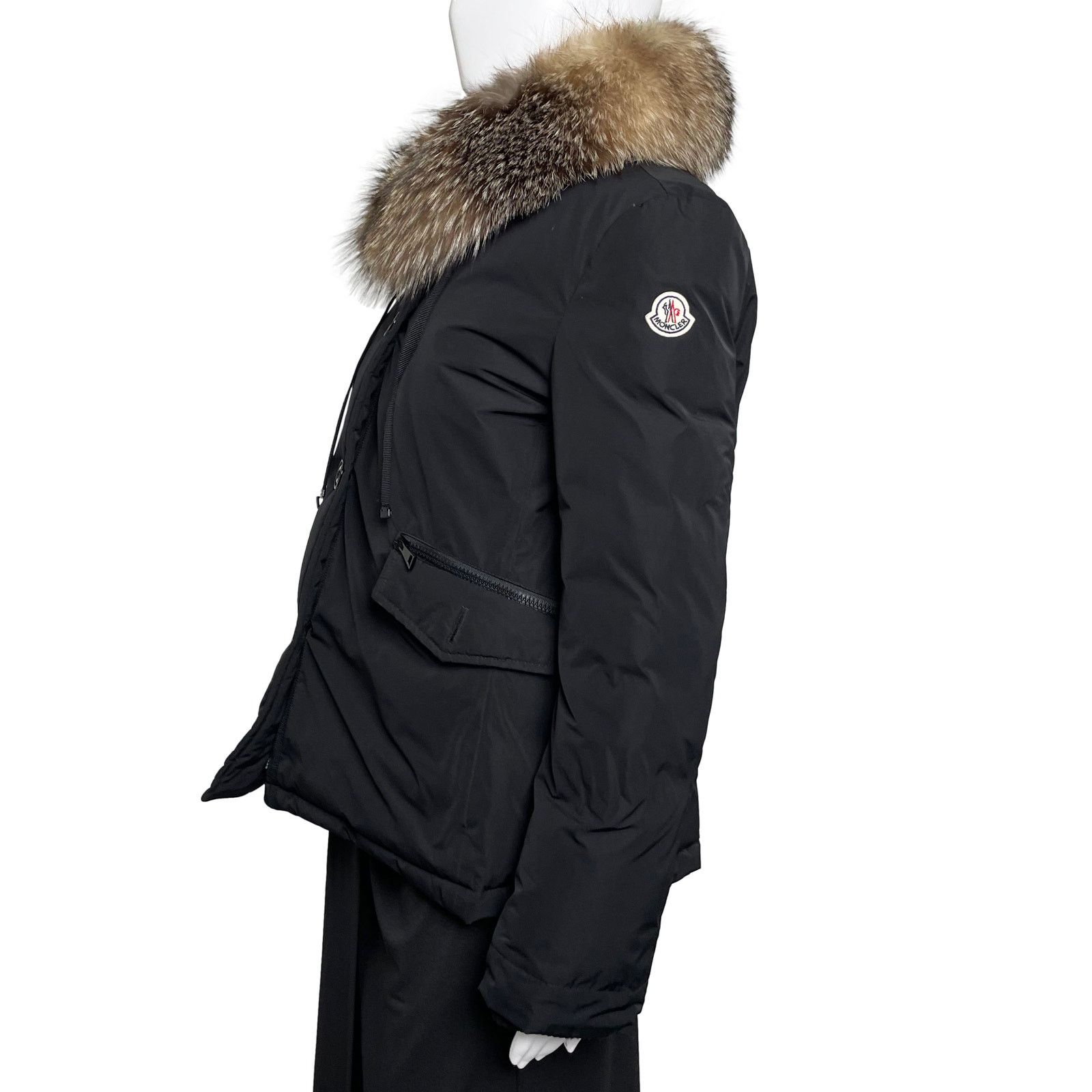 Moncler Black Puffer Fur Trim Size M / US 6-8 / IT 42-44 - 3 Thumbnail