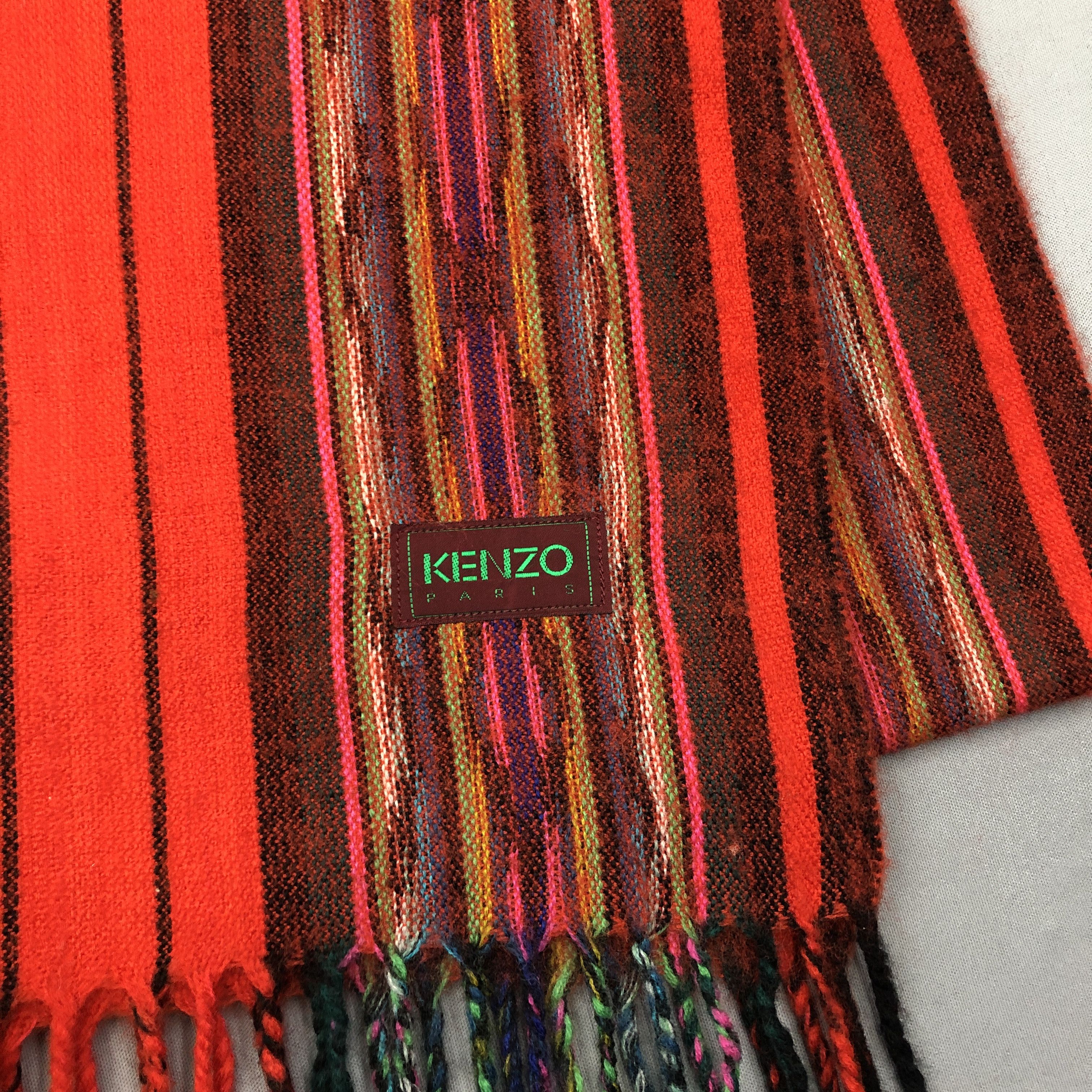 Kenzo Vintage Kenzo Scarf Muffler Wool Winter Fringe Scarves Size ONE SIZE - 5 Thumbnail