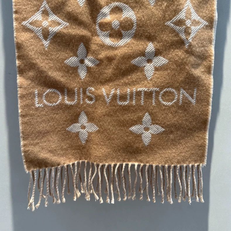 Louis Vuitton louis vuitton Full printed cashmere coffee scarf 2503-Nexta Size ONE SIZE - 3 Thumbnail