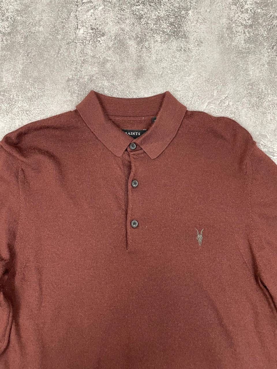 Allsaints AllSaints Men Merino Wool Polo Sweater Long Sleeve Brown Size US S / EU 44-46 / 1 - 2 Thumbnail