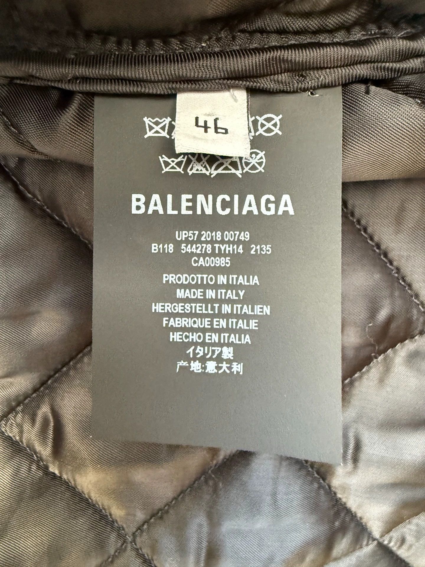 Balenciaga Balenciaga 18FW 2-in-1 Plaid Leather-Cotton Jacket Dark Brown 46 Size US S / EU 44-46 / 1 - 5 Thumbnail