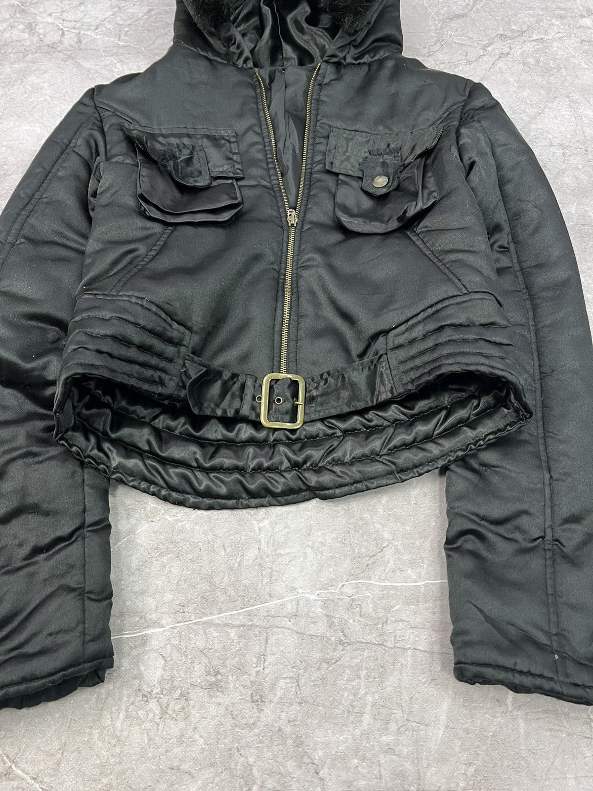 2000s Japanese Punk Grunge Fur Puffer Jacket opium style