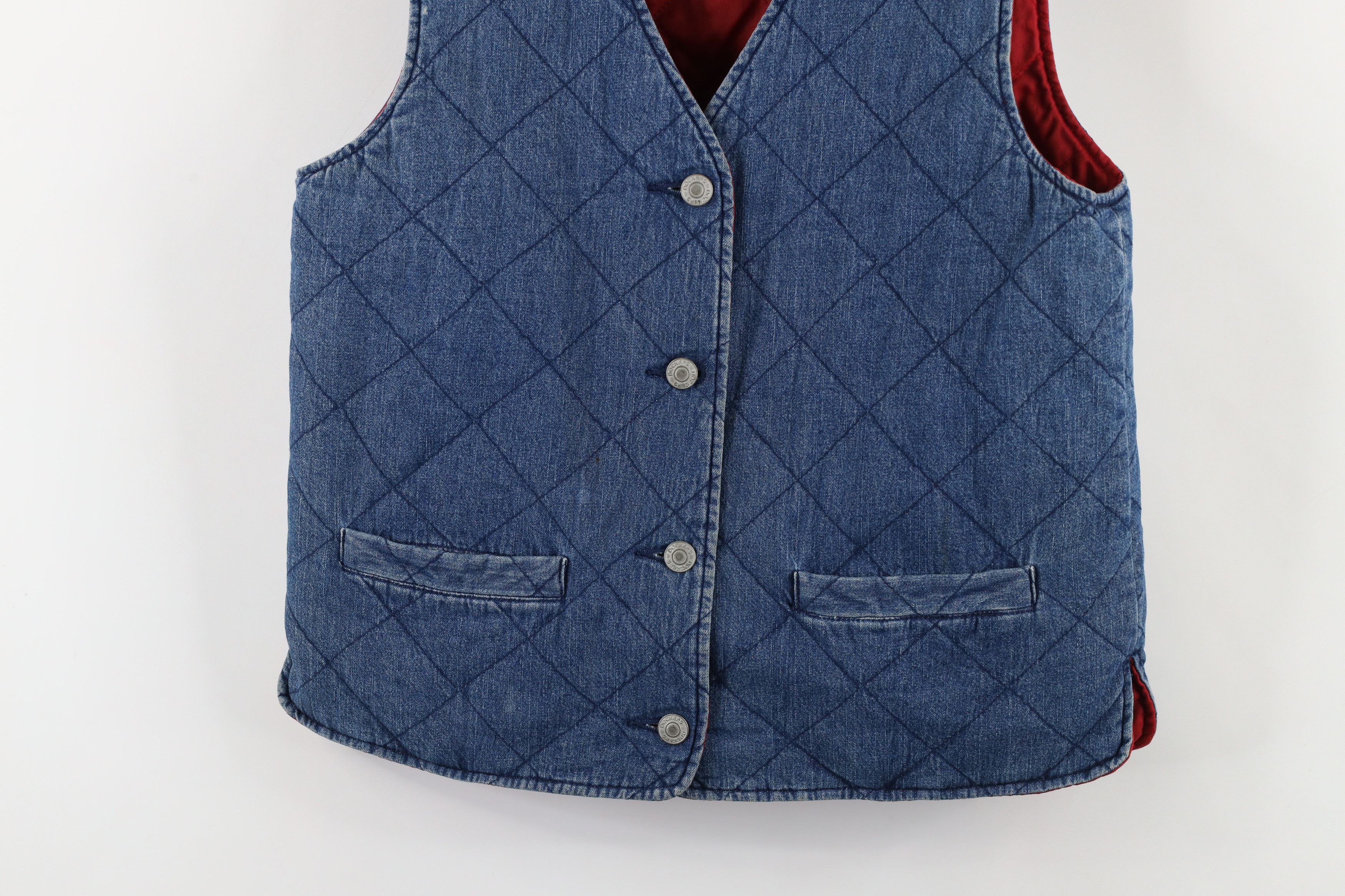 Vintage Vintage 90s Streetwear Reversible Quilted Denim Vest Jacket Size S / US 4 / IT 40 - 3 Thumbnail