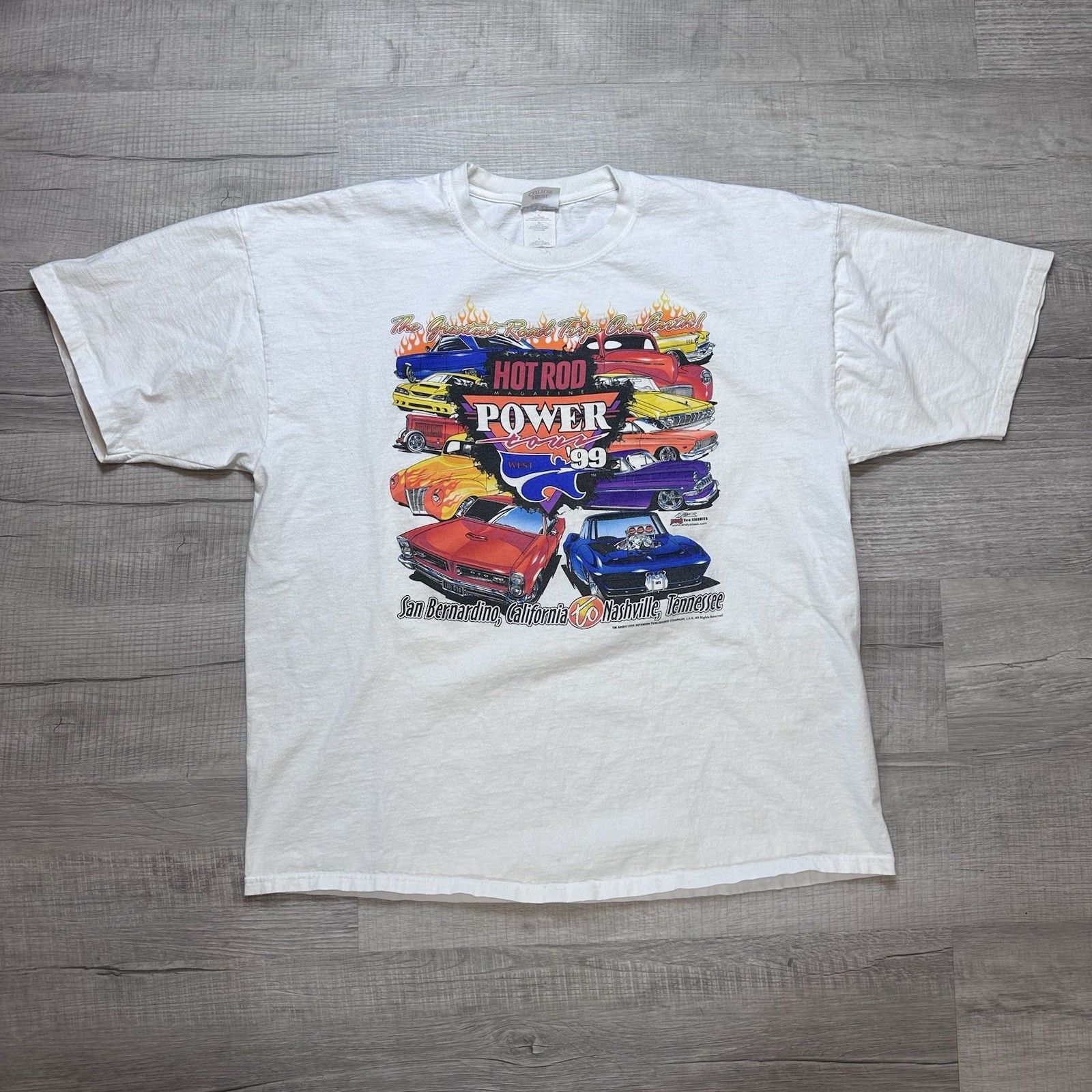 Vintage Vintage 90s Hot Rod Power Tour '99 Graphic T-Shirt Mens XL Size US XL / EU 56 / 4 - 1 Thumbnail