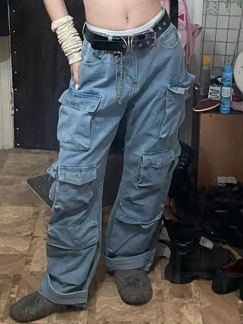 Japanese Brand Multi-Pocket Washed Cargo Pants Size US 32 / EU 48 - 2 Thumbnail