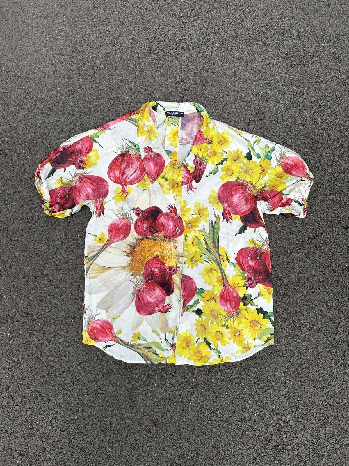 Dolce & Gabbana RARE DOLCE & GABBANA ONION PRINT SILK BLOUSE TOP WOMEN Size L / US 10 / IT 46 - 1 Thumbnail