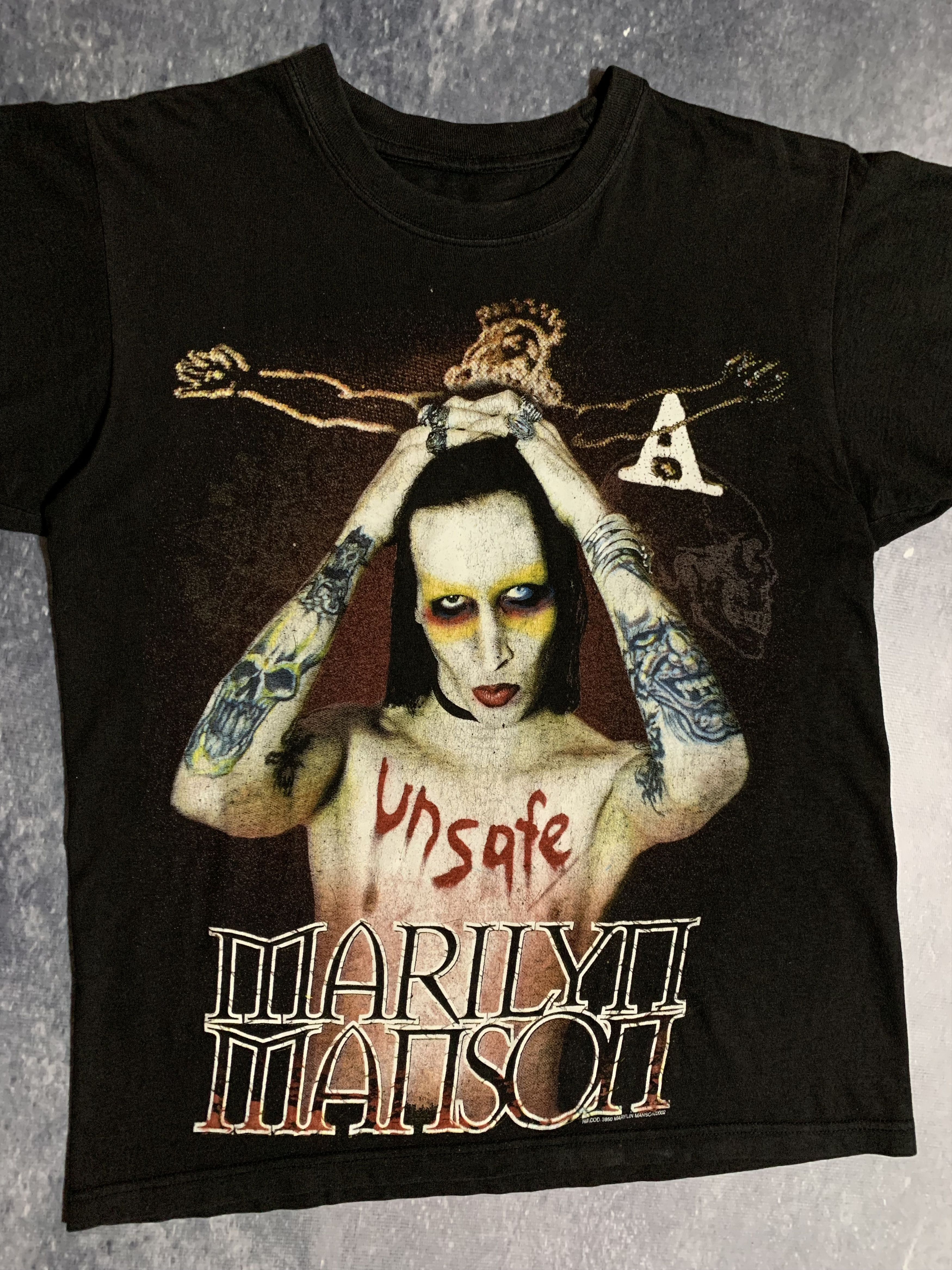 Band Tees × Vintage Vintage Marilyn Manson T Shirt Tee Unsafe Tour Crazy 90s Size US S / EU 44-46 / 1 - 2 Thumbnail