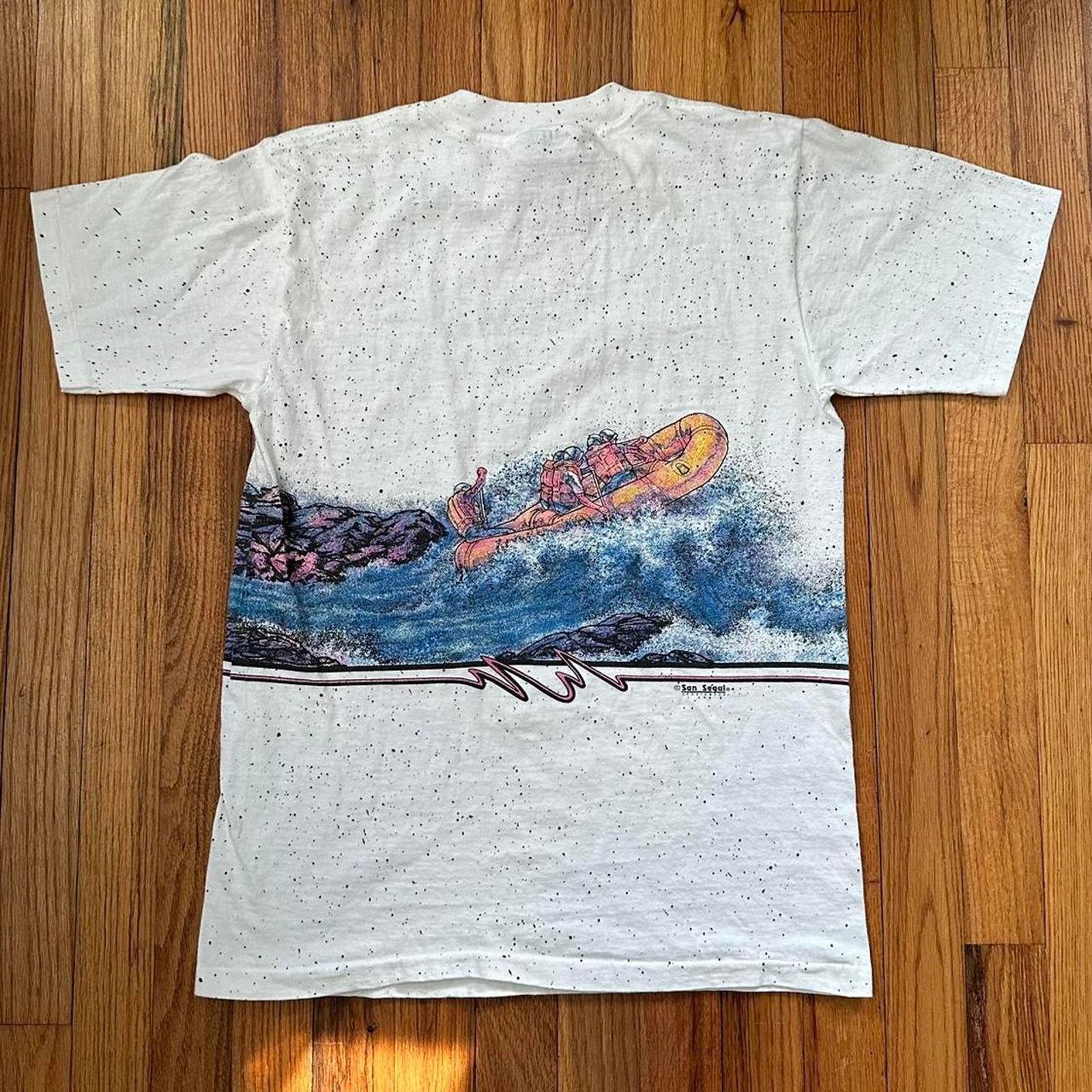 Vintage Vintage 1990 Single Stitch AOP Paddle Or Die Nature Tee M Size US M / EU 48-50 / 2 - 2 Thumbnail