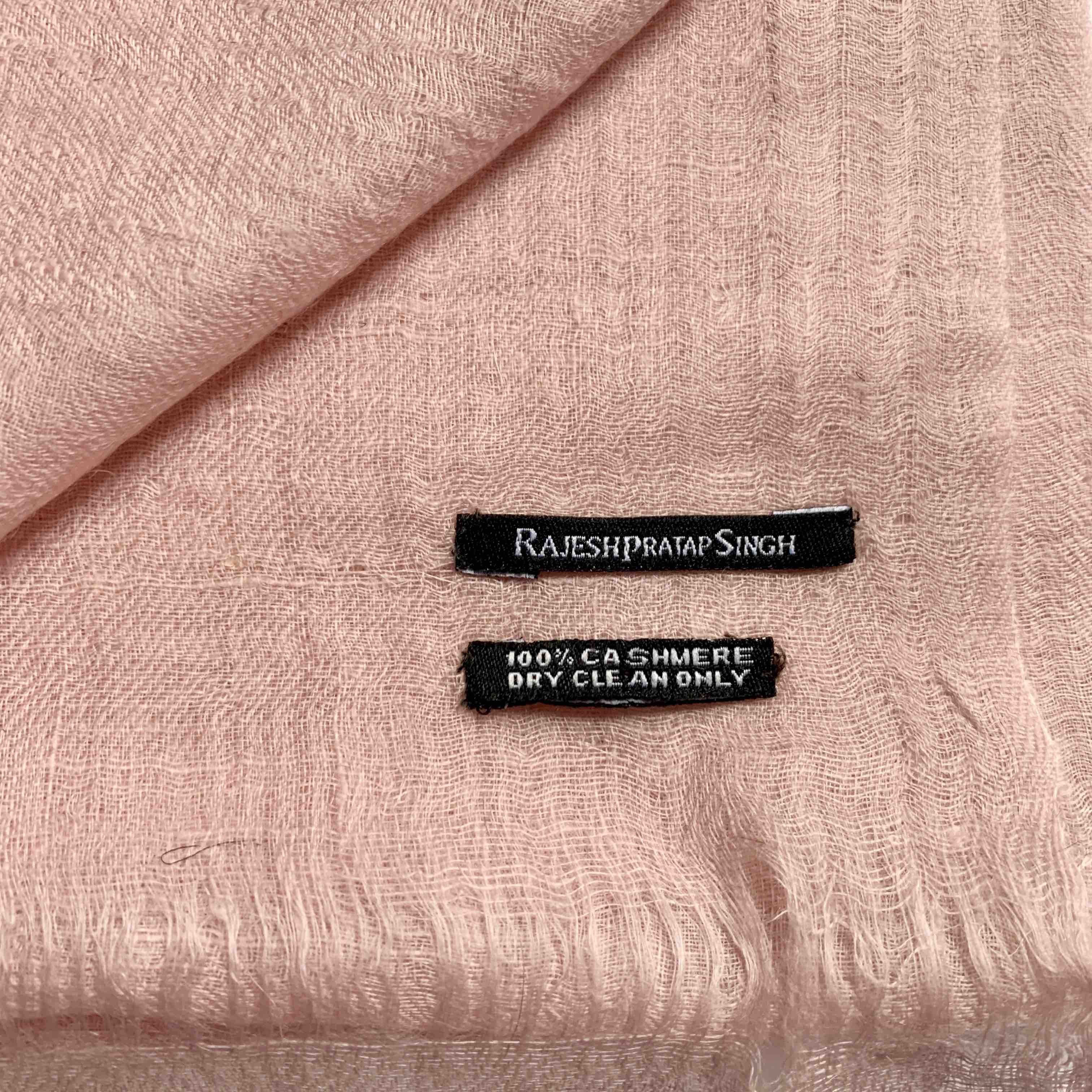 Designer Rajesh Pratap Singh Pale Pink Light Cashmere Scarf Size ONE SIZE - 4 Thumbnail