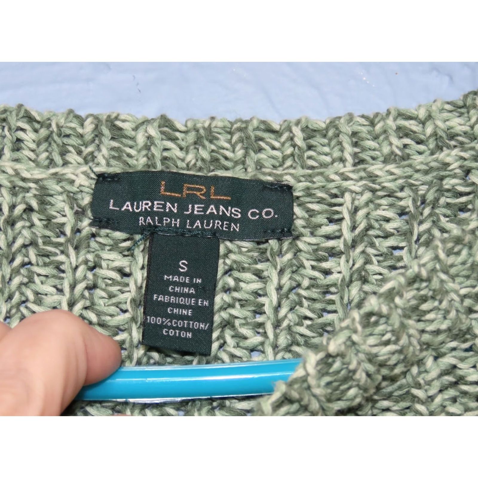Ralph Lauren Ralph Lauren Jeans Sweater Womens S Green 100% Cotton Round Neck Open-Knit Pullover Long Sleeve Casual Travel Size S / US 4 / IT 40 - 4 Thumbnail