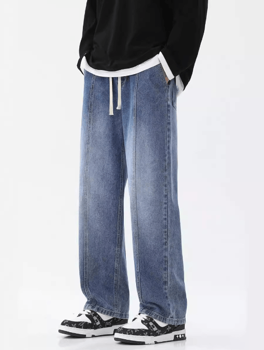 Japanese Brand × Jean Men's straight American street wide-leg drawstring jeans Size US 32 / EU 48 - 2 Thumbnail