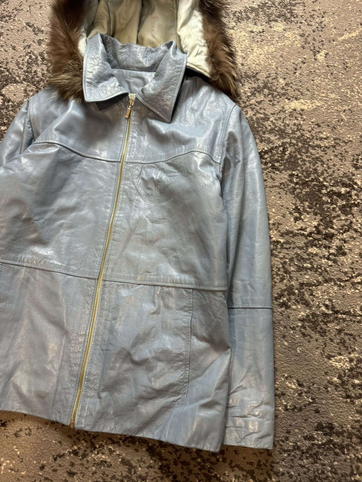 Designer × Vintage Vintage Y2K Vera Pelle Poell Style Fuzzy Fur Hood Leather Size US M / EU 48-50 / 2 - 8 Thumbnail