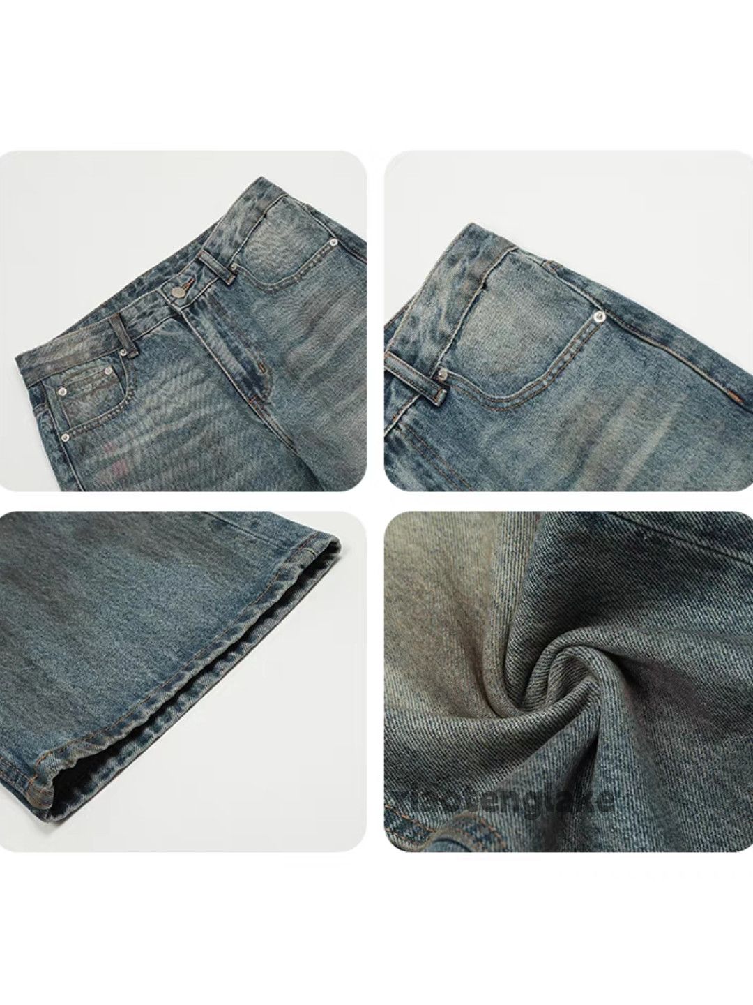 Jean × Vintage washed faded cleanfit stain paint yuppie jeans Size US 32 / EU 48 - 6 Thumbnail