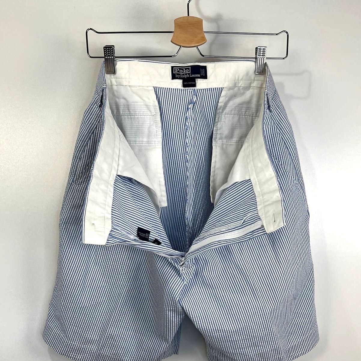 Polo Ralph Lauren Vintage 90s Polo Ralph Lauren Seersucker Shorts Blue Size US 36 / EU 52 - 5 Thumbnail