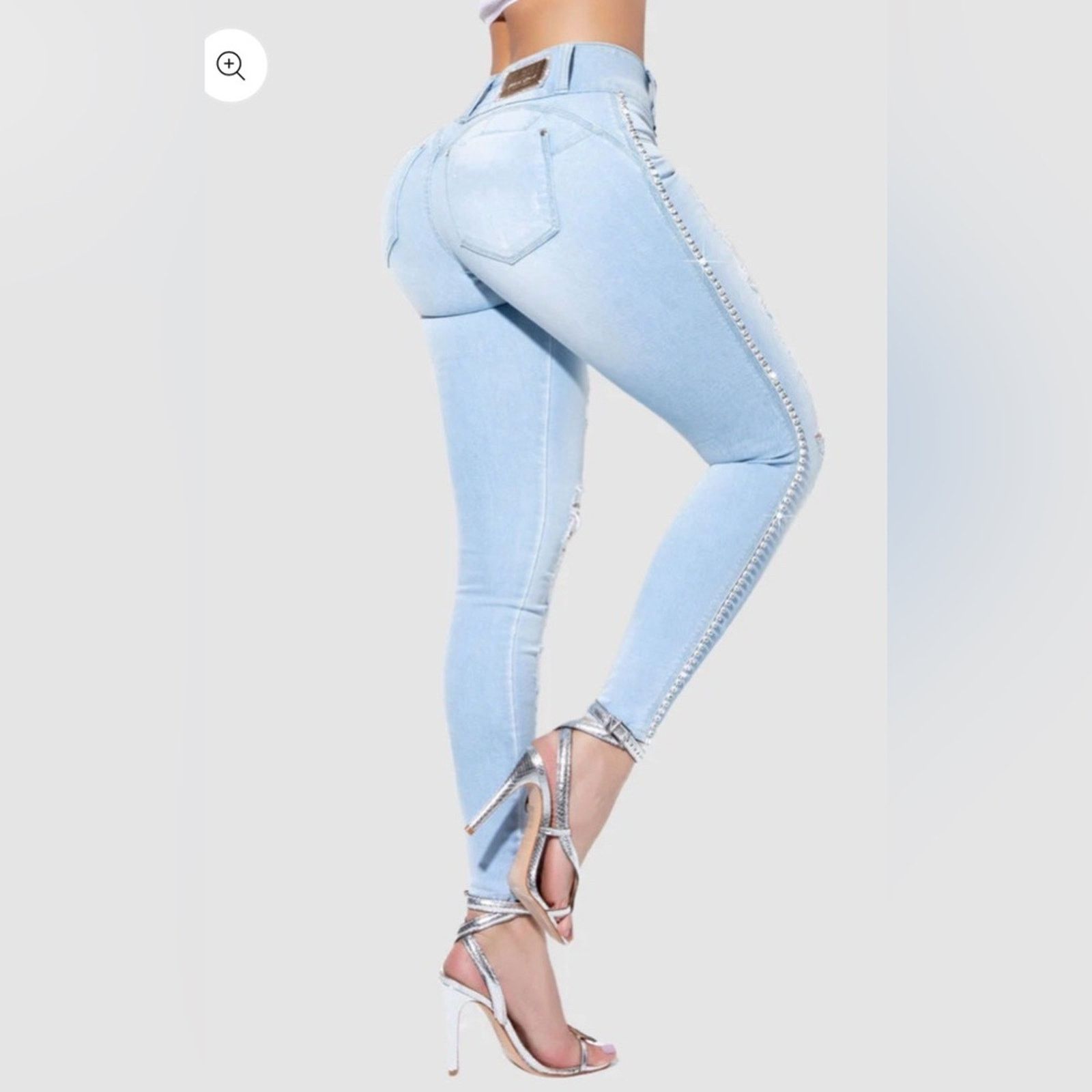 Other Pitbull High Waisted Light Wash Blue Ripped Distressed Jeans Size 23" - 8 Thumbnail