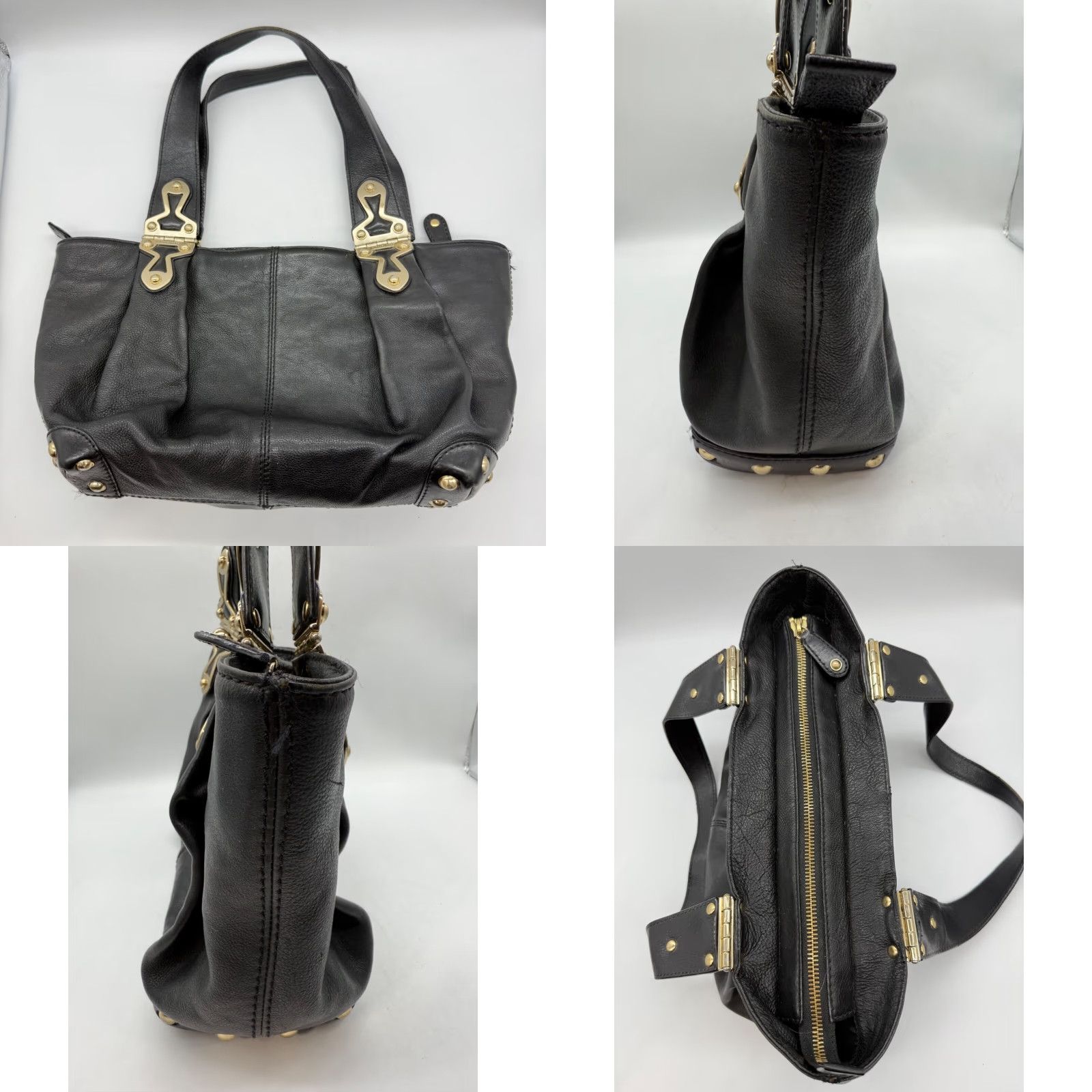 Michael Kors Michael Kors Black Pebble Leather Tote Bag Purse Gold Tone Hardware Double Strap Tote Women XS? Size ONE SIZE - 9 Thumbnail
