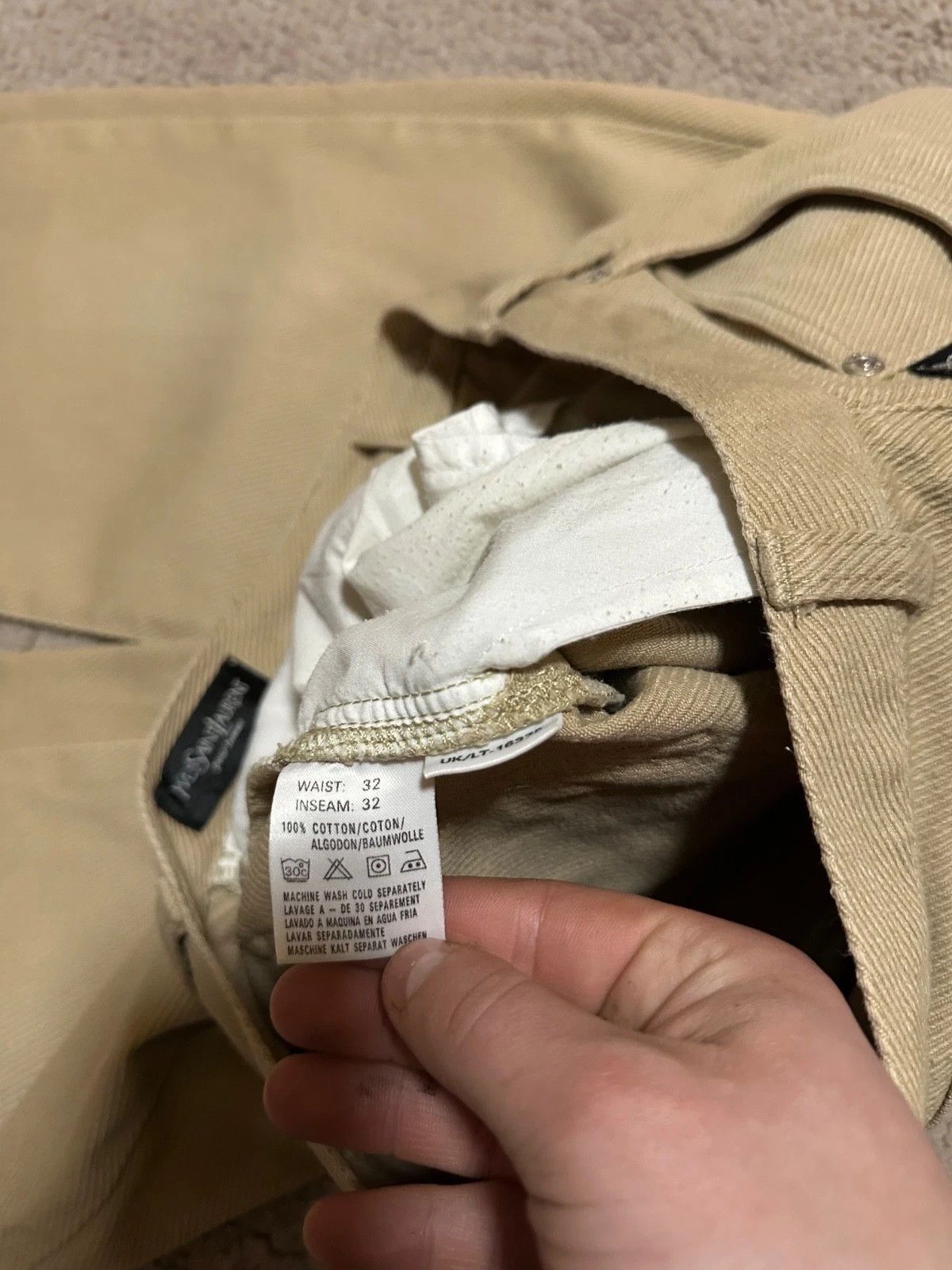 Yves Saint Laurent 90s Yves Saint Laurent YSL Logo Beige Pants Jeans Vntg 32/32 Size US 32 / EU 48 - 11 Thumbnail