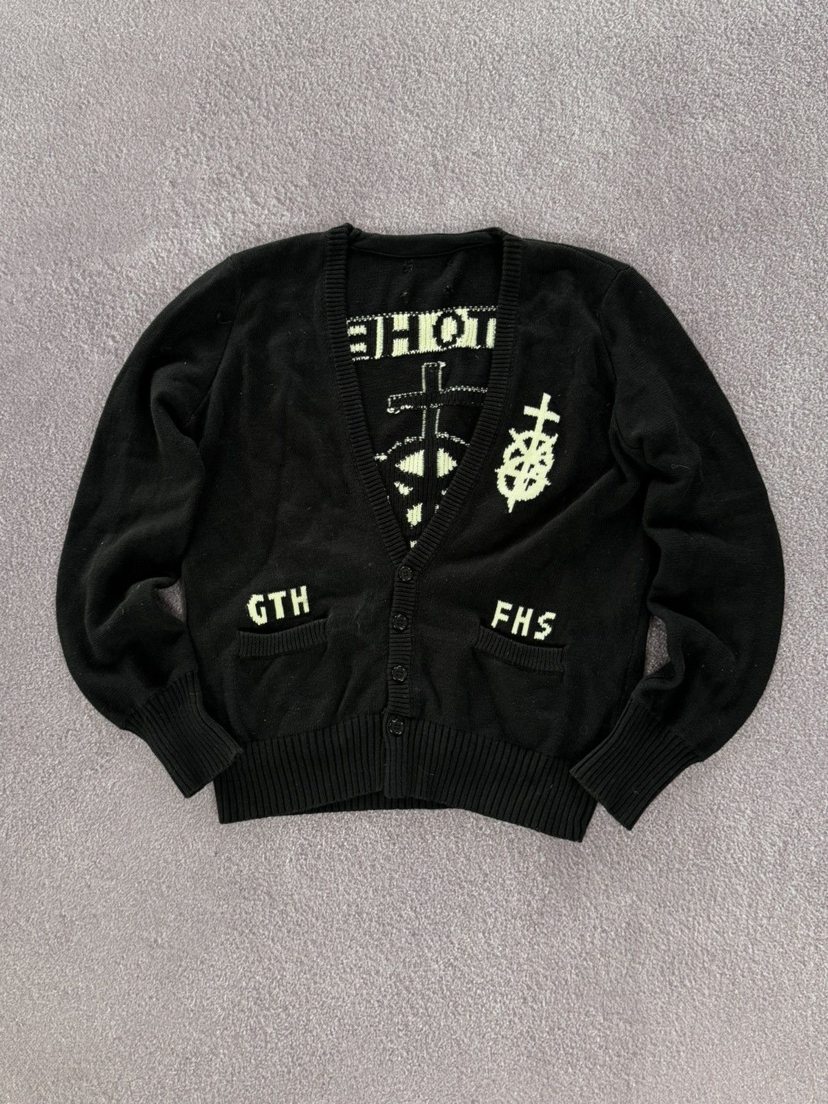 Other Vintage Goth Style Grunge Vibe Knit Sweater Cardigan Size M / US 6-8 / IT 42-44 - 2 Thumbnail