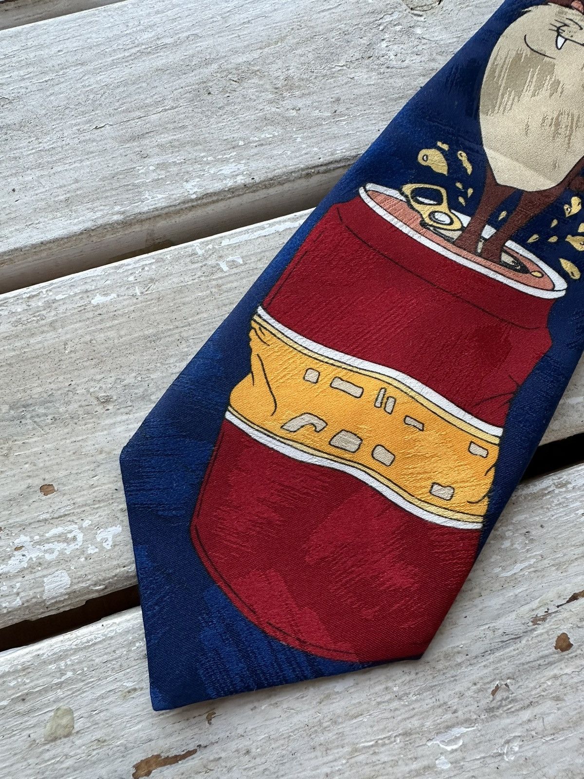 Disney × Vintage vintage 1997 LOONEY TUNES Disney print neck Rare Black tie Size ONE SIZE - 2 Thumbnail